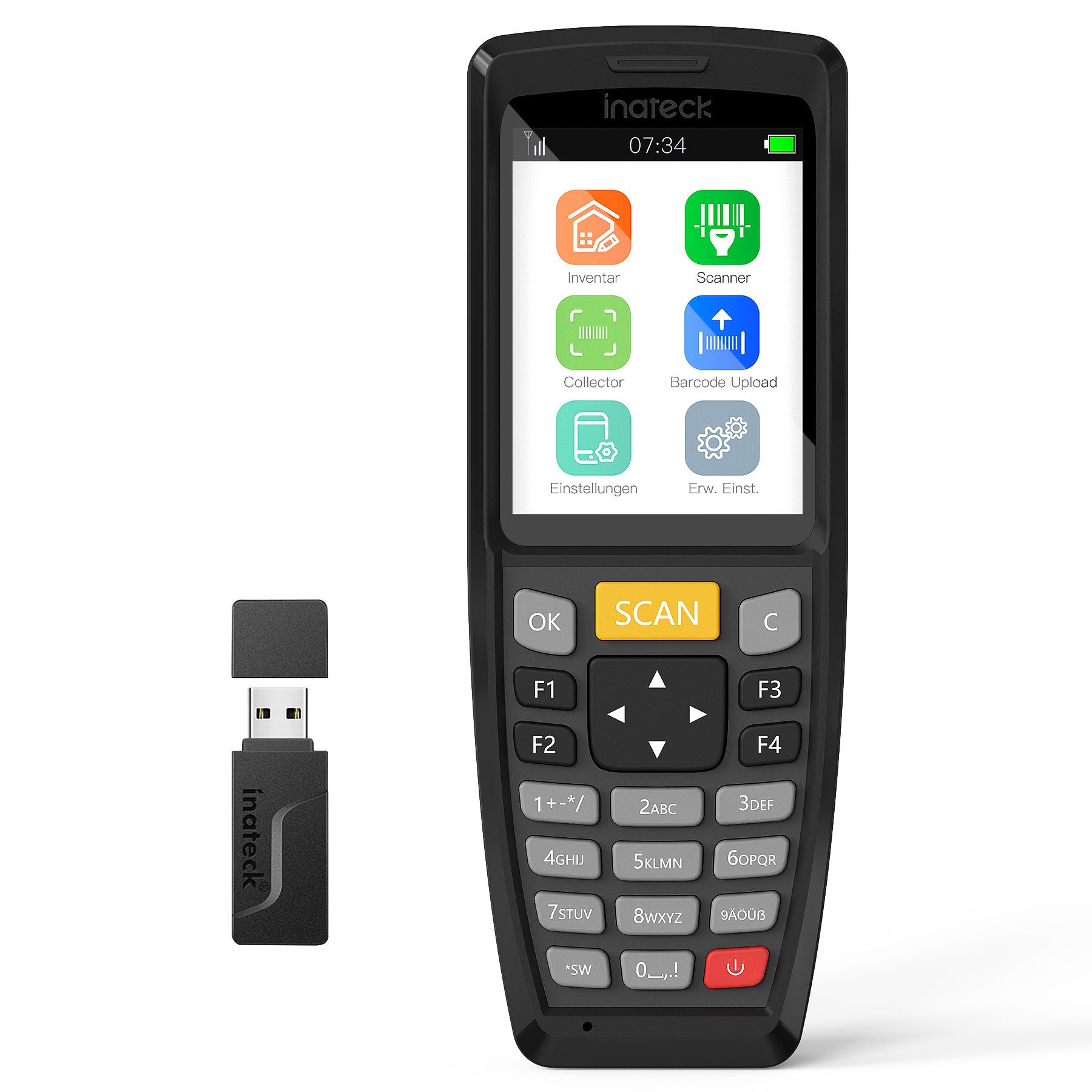 Inateck 2D 1D QR Code Handheld Bluetooth Barcode Scanner Handscanner, (mit 2,4-Zoll-LCD-Bildschirm)