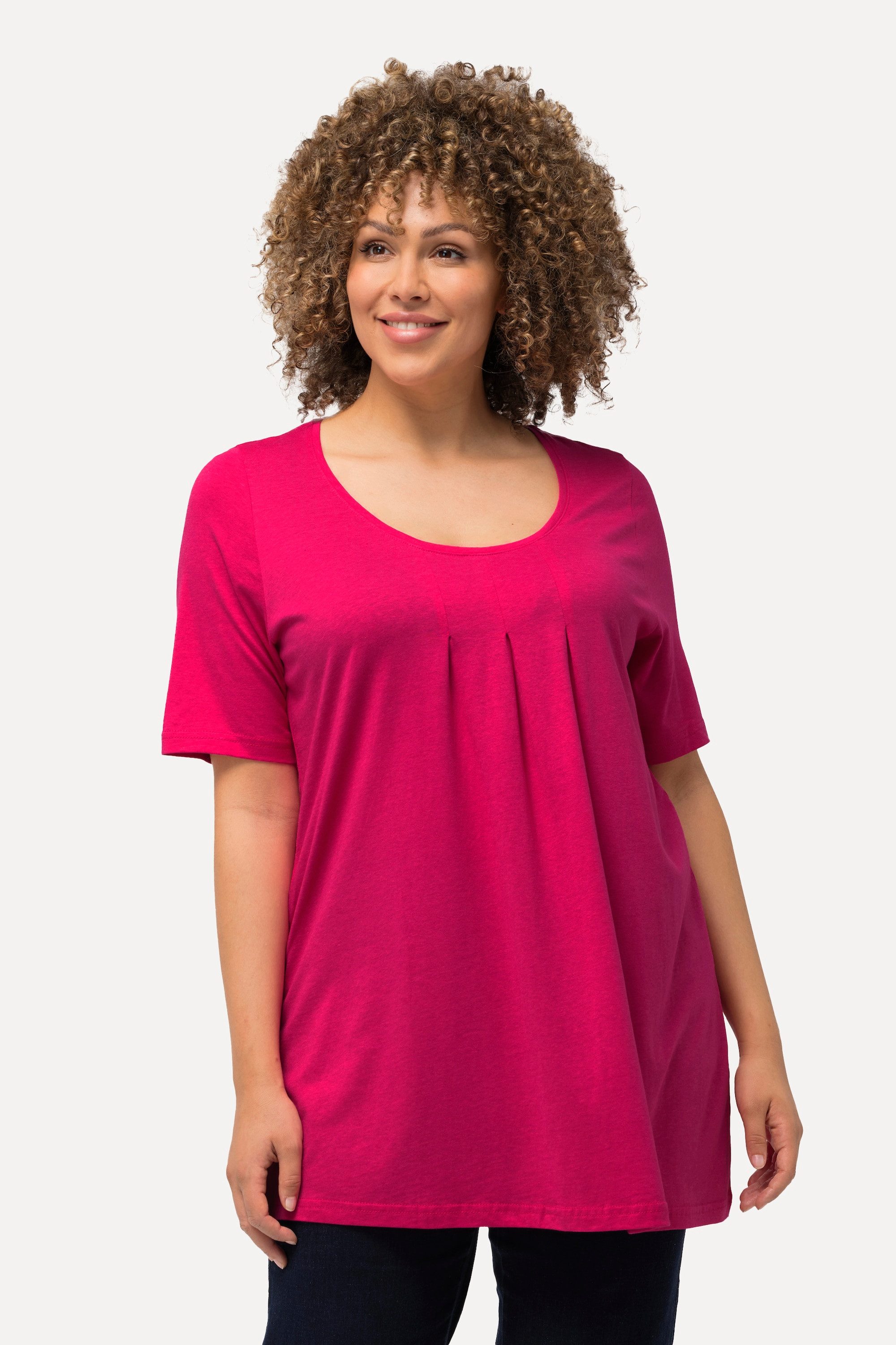 Ulla Popken T-Shirt T-Shirt Zierfalten A-Linie günstig online kaufen