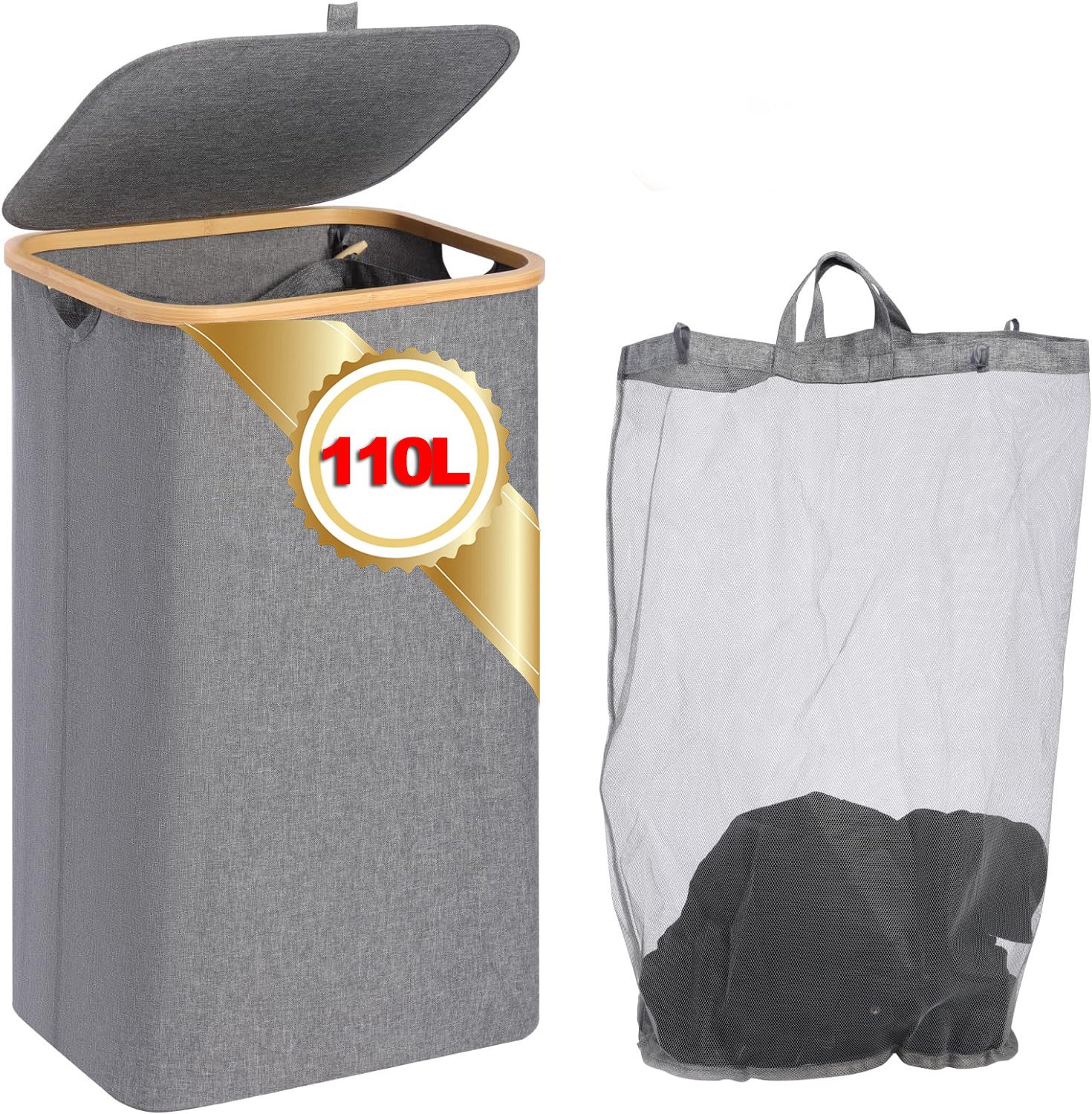 ibettertec Wäschekorb Wäschekorb mit Deckel 110L,1 günstig online kaufen