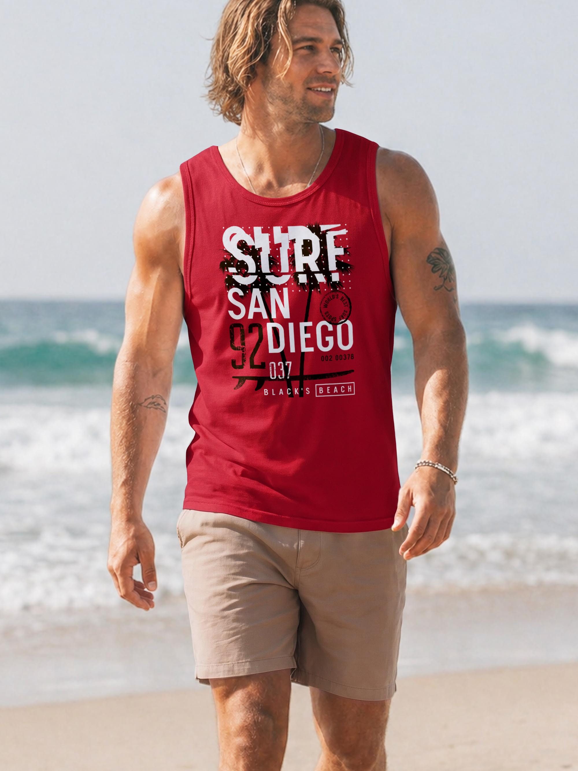 Neverless Tanktop Herren Tank-Top Surf Design San Diego Palmen Beach Strand Sommer mit Print – Bild 5 von 5