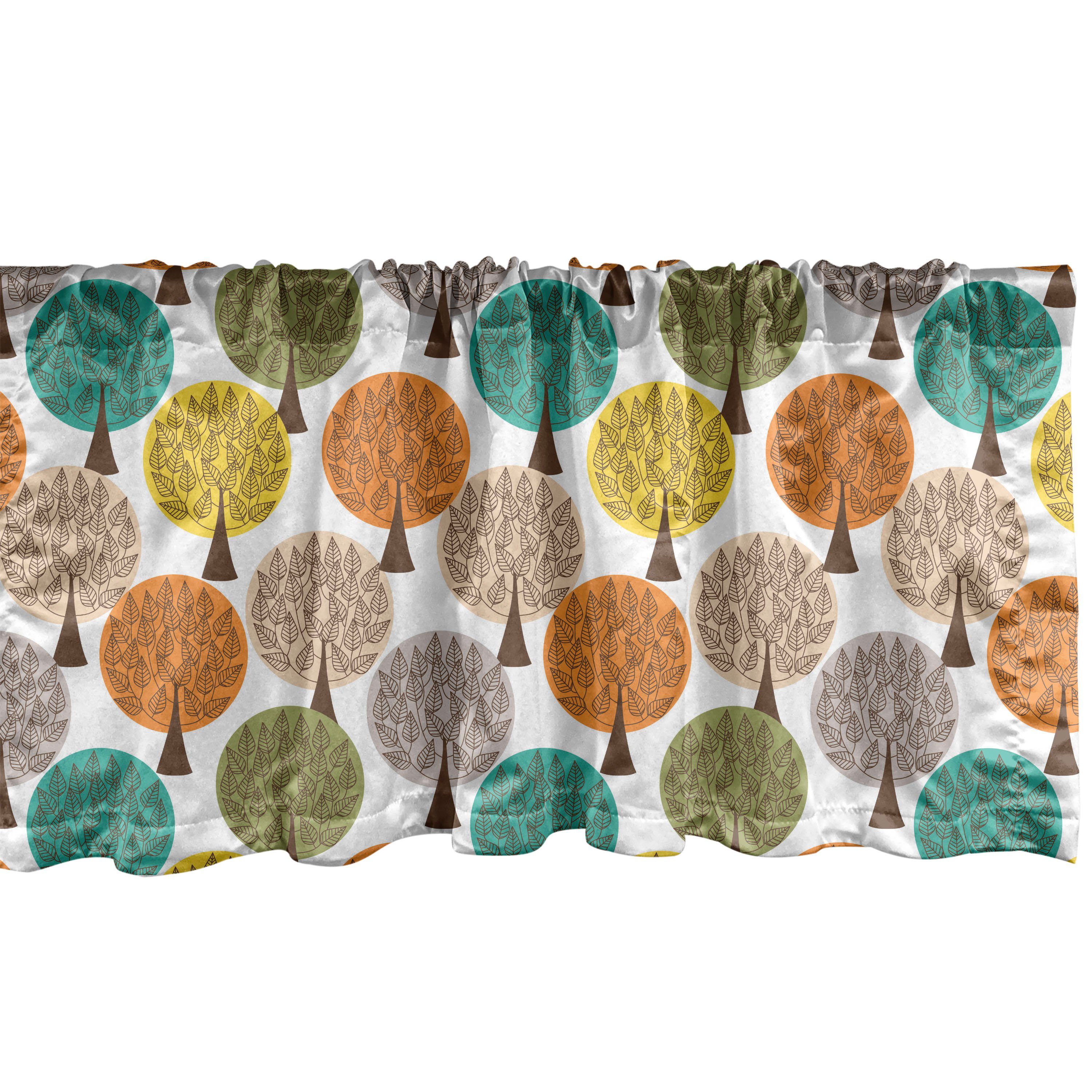 Scheibengardine Vorhang Dekor Microfaser, für Bäume Küche Stangentasche, mit und Volant Abakuhaus, Motiv Waldflora Schlafzimmer Blätter