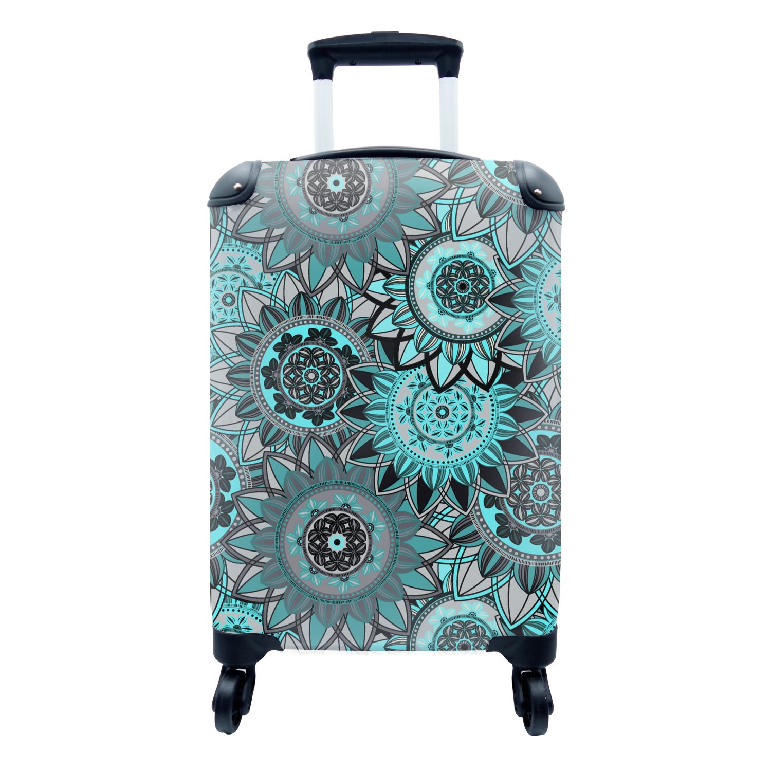 MuchoWow Handgepäckkoffer Mandala - Blumen Entwurf, - Reisetasche Reisekoffer Handgepäck mit 4 Ferien, Trolley, Rollen, rollen, für