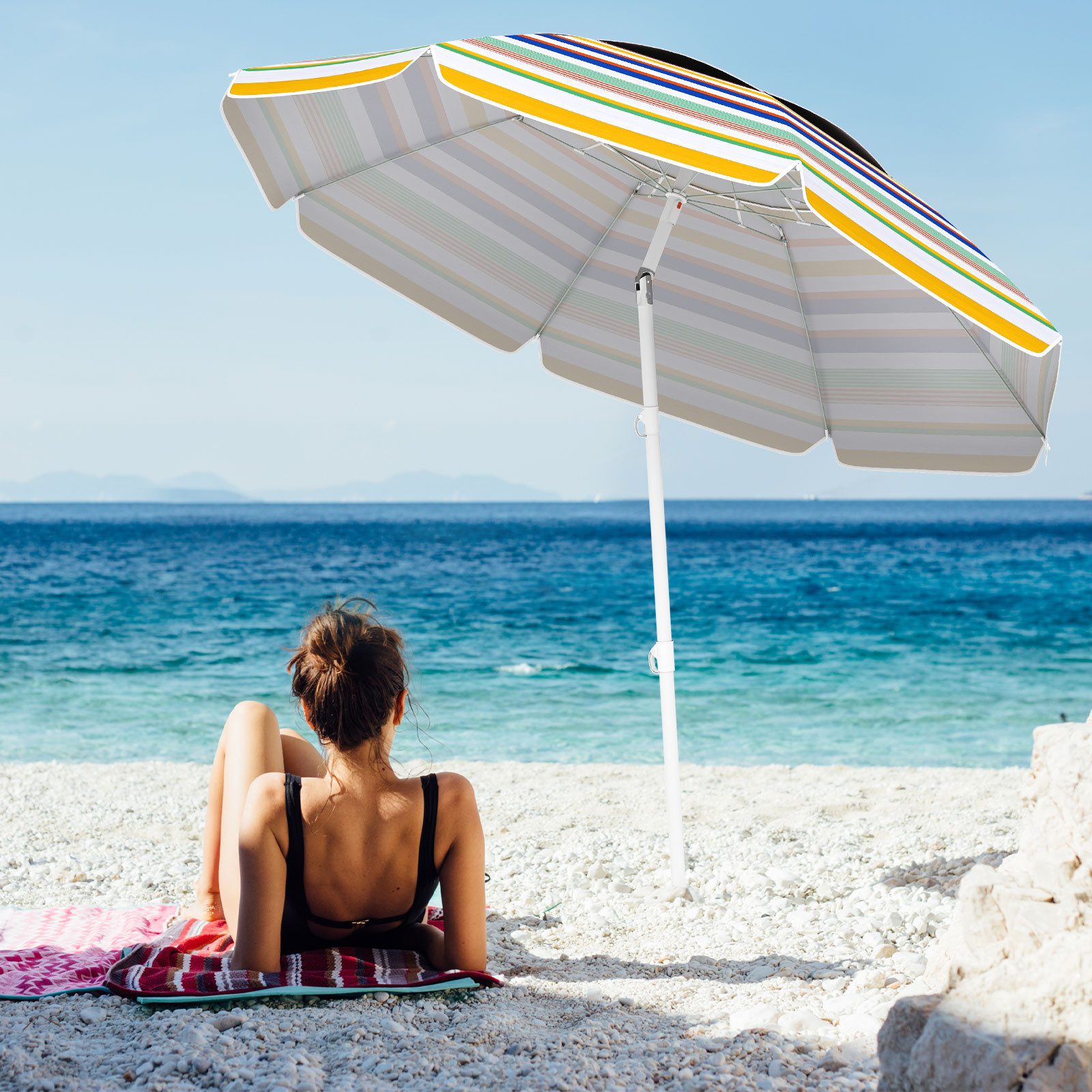 COSTWAY Sonnenschirm, LxB: 200x200 cm, Strandschirm, günstig online kaufen