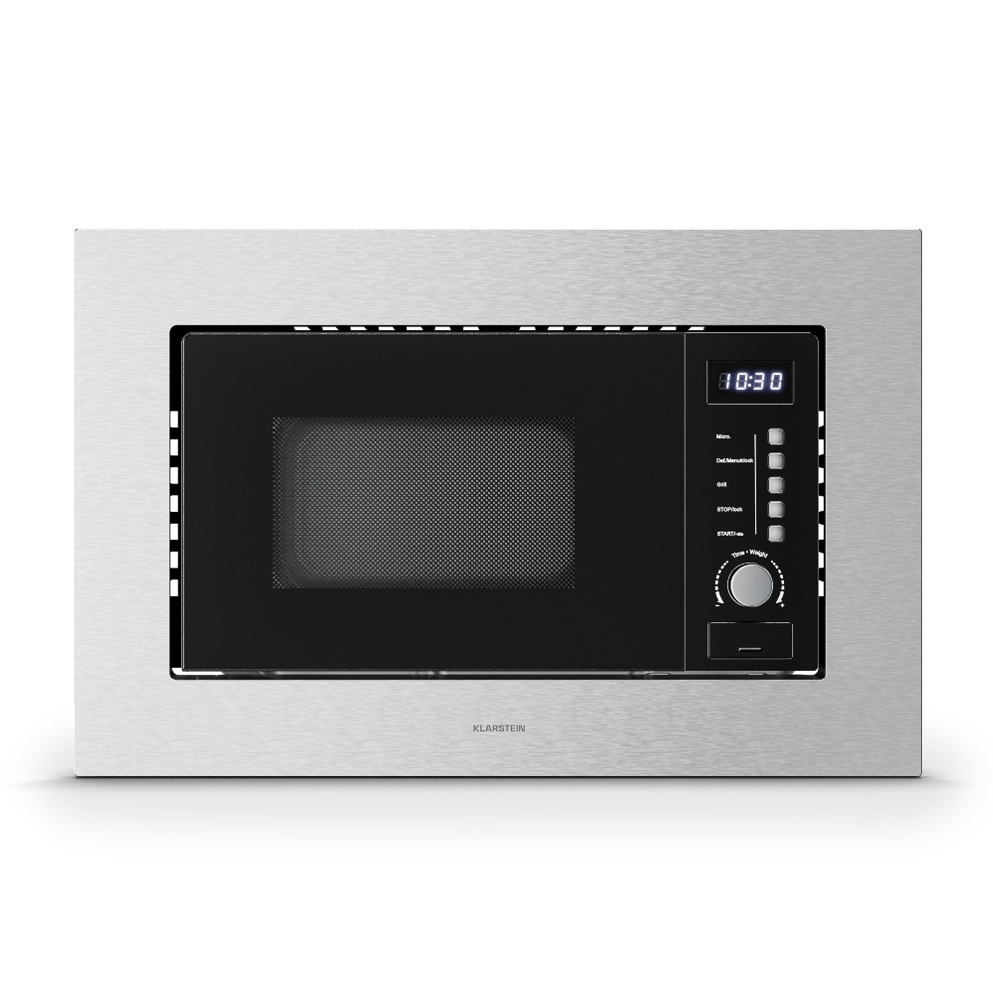 Klarstein Mikrowelle VeroSteel, Mikrowelle, Grill, 20 l, Einbau Microwave Grill 800 W 20 L LED Touch Edelstahl