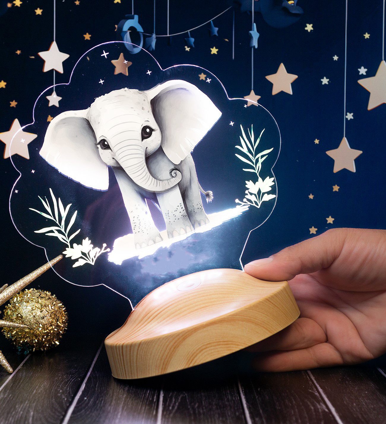 Geschenkelampe LED Nachttischlampe Elefant Nachtlicht 3D günstig online kaufen
