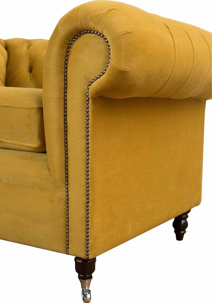 Chesterfield JVmoebel Gelb Sessel Wohnzimmer Design Klassisch Chesterfield-Sessel, Textil
