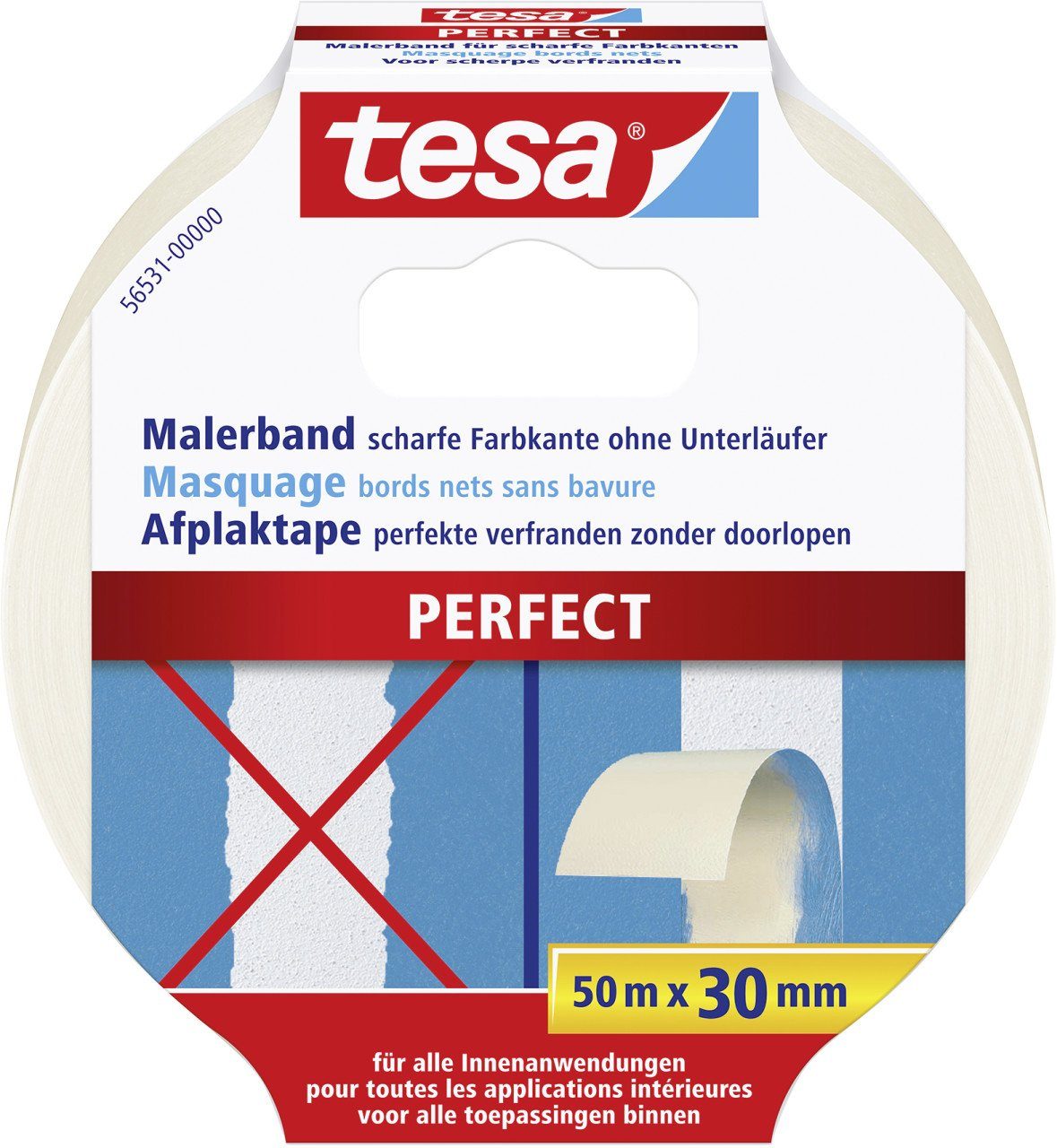 tesa Kreppband tesa Malerband Perfect 50 mm, 30 beige x m