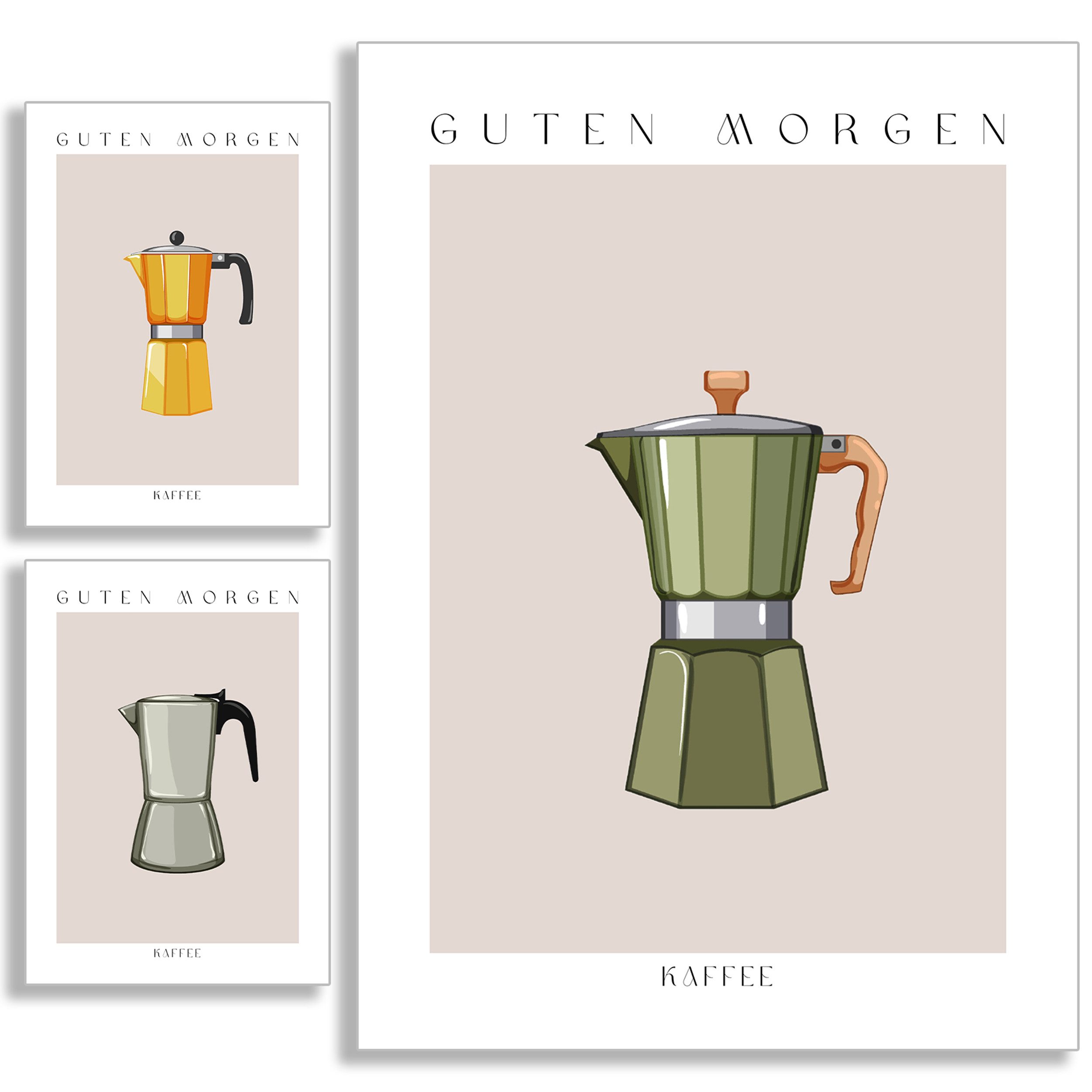JUSTGOODMOOD Poster Premium ® Guten Morgen Kaffee Küche, Grün (1 St) günstig online kaufen