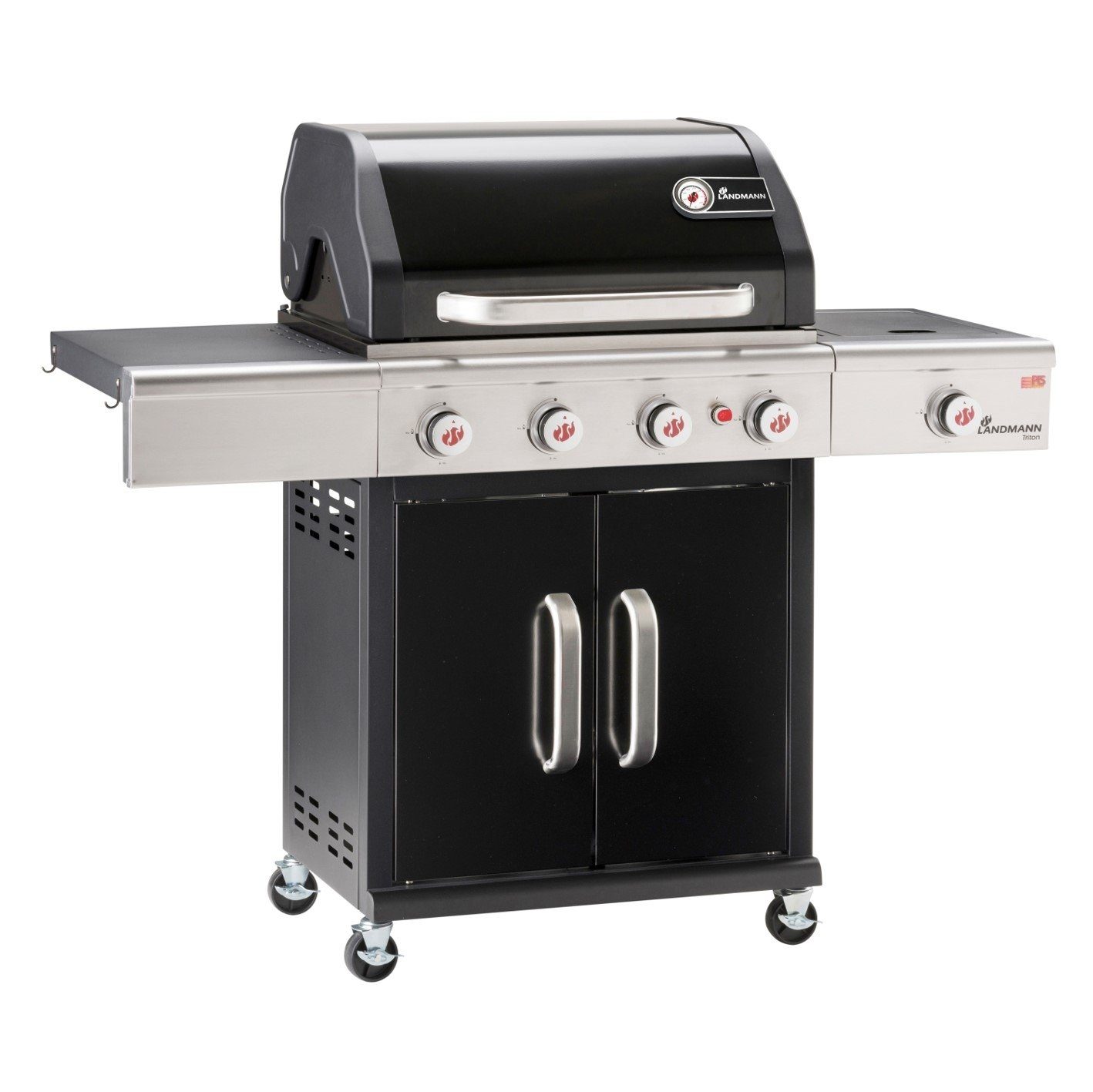 LANDMANN Gasgrill Triton 4.1 maxX schwarz, Thermometer am Deckel