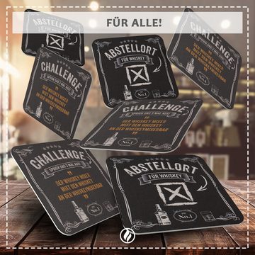 Funke & Brand Bierdeckel Whisky - "Abstellort für Whiskey" - Geschenk für Männer - 50 Stück