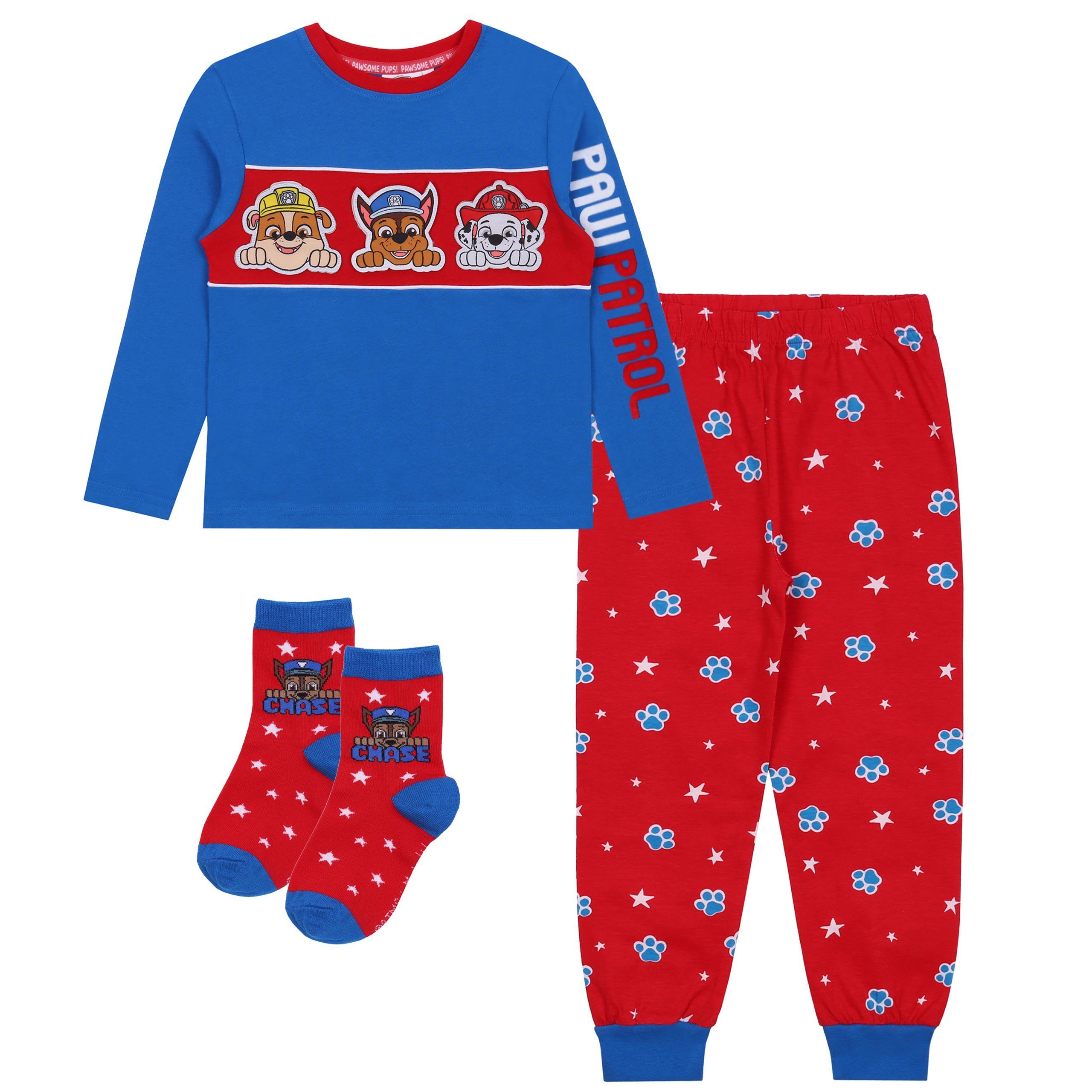 + Jahre für Geschenkset: Jungen Patrol Pyjama Schlafanzug Socken 3-4 Sarcia.eu Paw