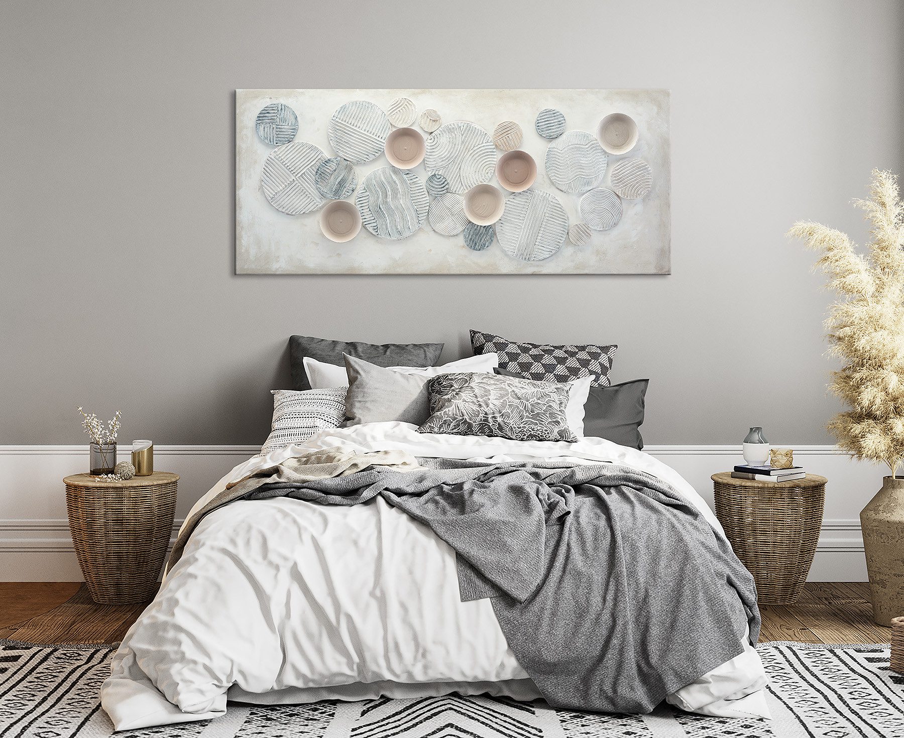 Bönninghoff Ölgemälde handarbeit KREISE ABSTRAKT XXL 60x140 cm – Wandbild Kunst, Abstrakt, Abstrakte, Formen, Gemälde, Kunst (1 St), handgefertigt, jedes Bild e – Bild 2 von 5