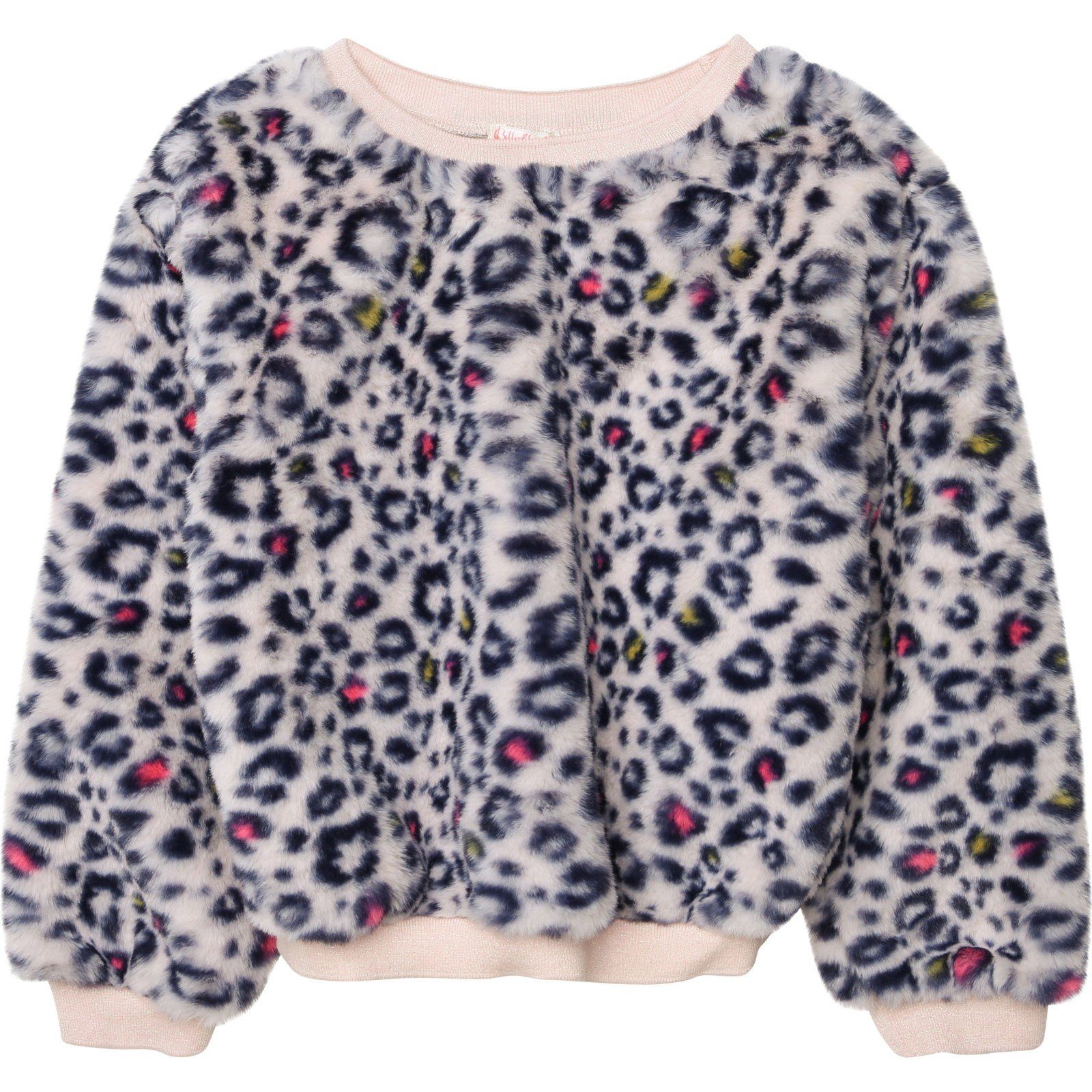 Billieblush Fleecepullover Billieblush Sweatshirt Kunstfell Pullover rosa allover Leoprint
