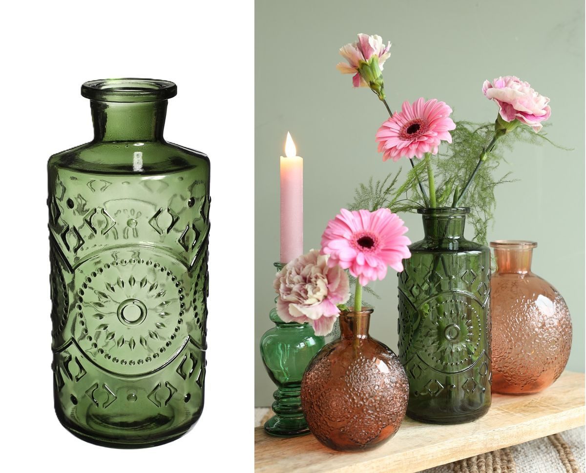 NaDeco Dekovase Glasvase "Berlin" in Dunkelgrün, Höhe 21cm, Durchmesser 9cm günstig online kaufen