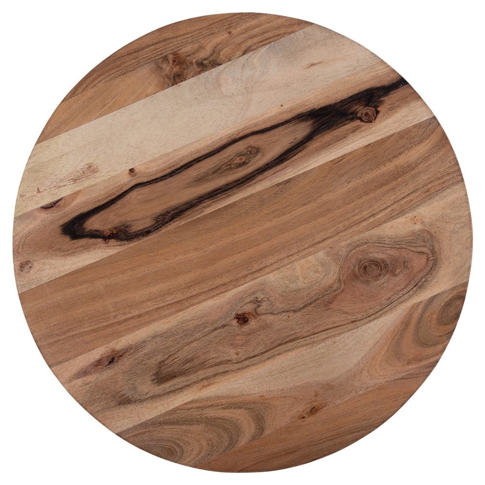 WOMO-DESIGN Couchtisch 2er Set Beistelltisch Wohnzimmertisch Sofatisch Kaffeetisch Massivholz (2-St), Ø43x52cm/Ø38x45cm Natur-Silber Holz/Metall Industrial Design Unikat