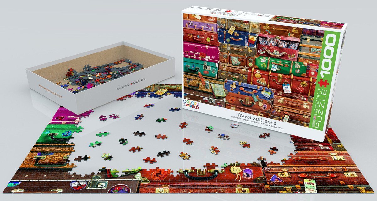 empireposter Puzzle Weitgereiste cm, 1000 Puzzleteile Koffer - 1000 Puzzle Teile - 68x48