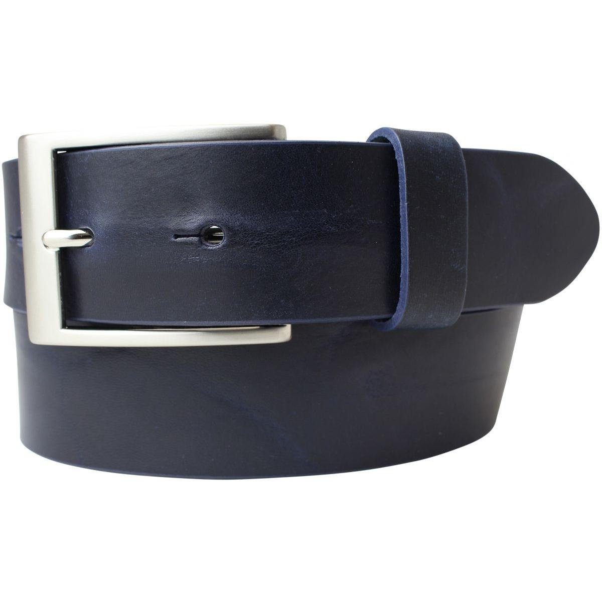 BELTINGER Ledergürtel Gürtel aus Vollrindleder Used-Look 3,5 cm - Jeans-Gürtel für Damen Her Marine, Silber | Gürtel