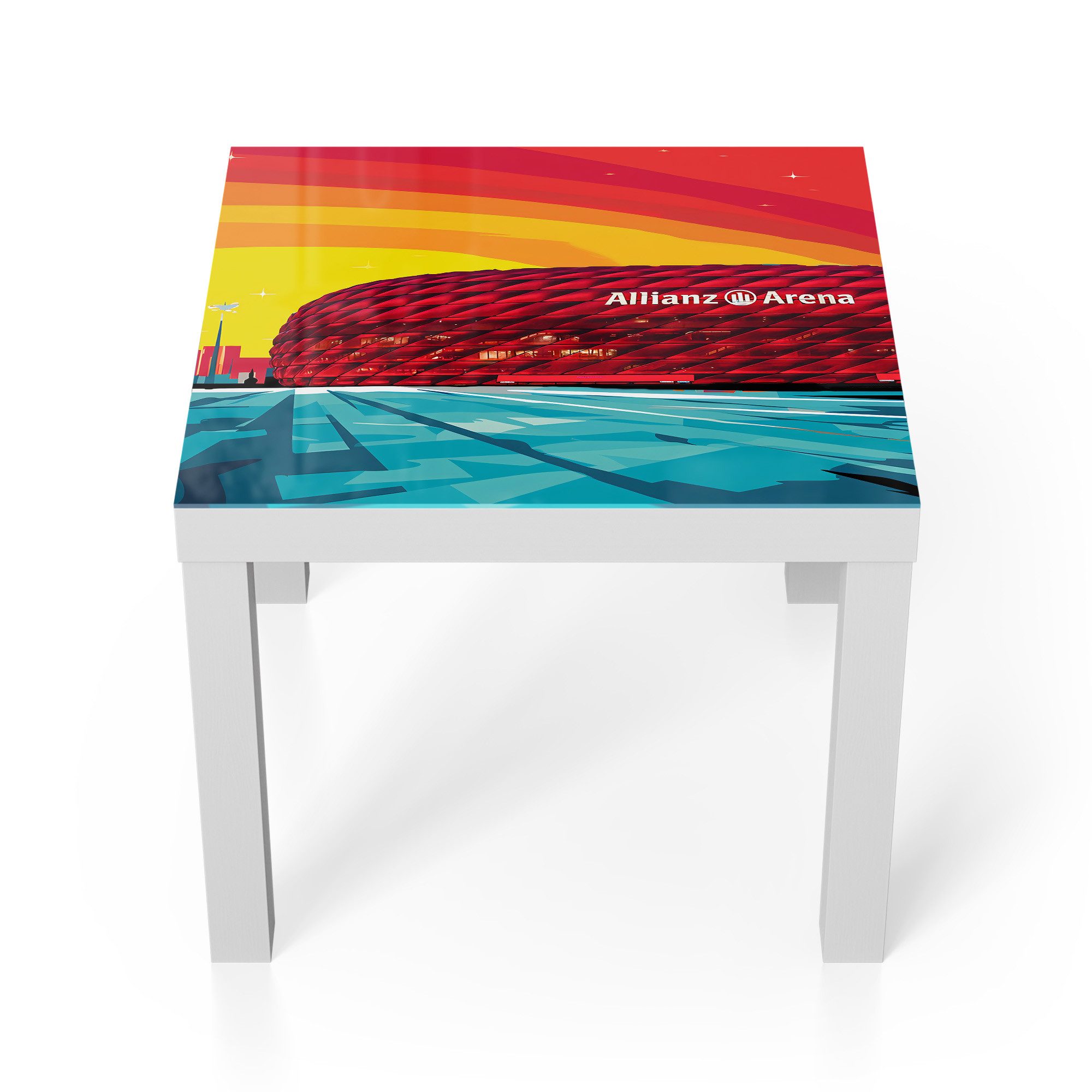 DEQORI Couchtisch 'Stadion Bayern München', Glas Beistelltisch Glastisch modern
