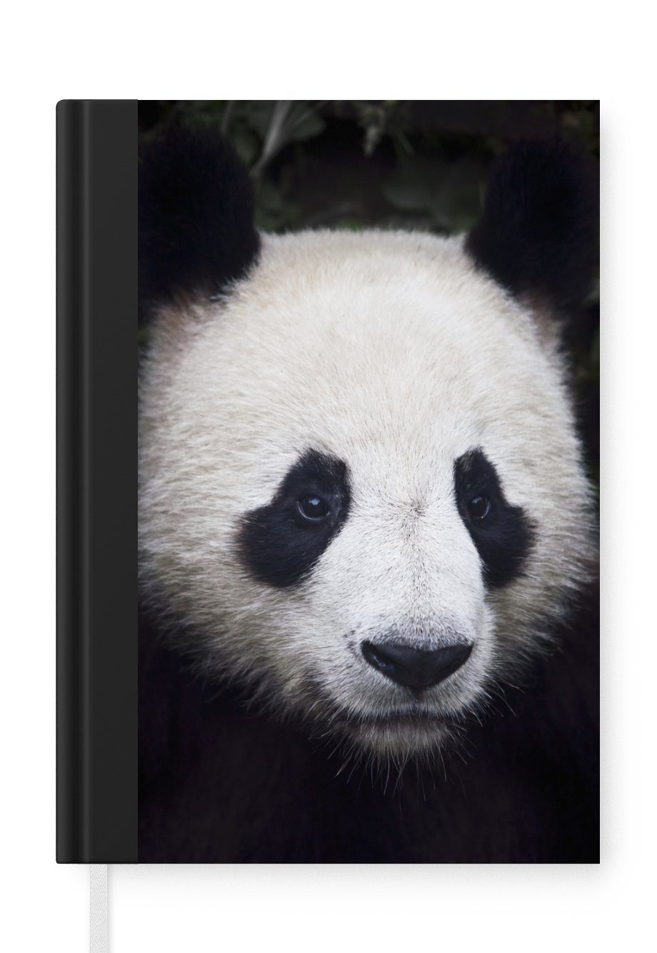 Panda Porträt A5, Journal, MuchoWow Seiten, - 98 - Merkzettel, Haushaltsbuch Schwarz - Notizbuch Weiß, Tagebuch, Notizheft,
