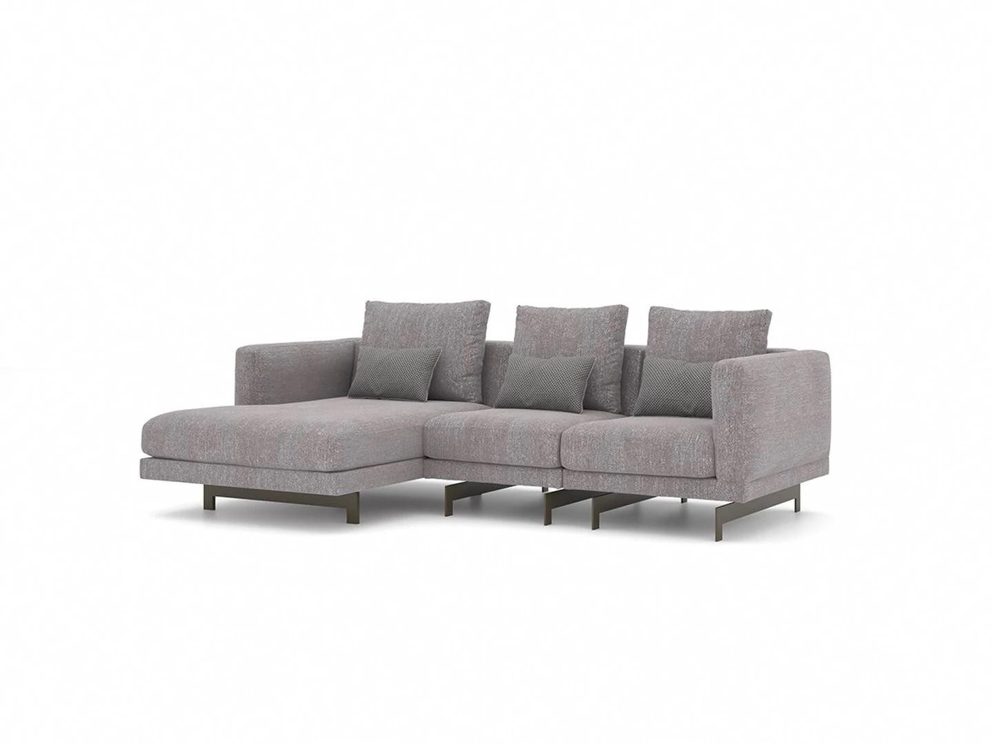 JVmoebel Ecksofa Elegantes graues Designer Sofa mit Edelstahlfüßen und Polsterung, 2 Teile, Made in Europa