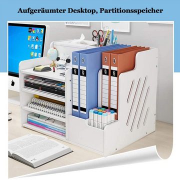 zggzerg Bücherregal Weißer Schreibtisch-Organizer, große Kapazität, Schreibtisch-Organizer