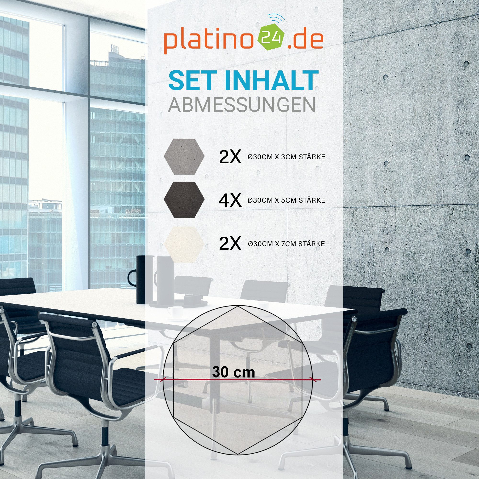 platino24 3D Wandpaneel Edition LOFT 8 Elemente 3D m I Ø 300mm, Schalldämmung Wand & Decke