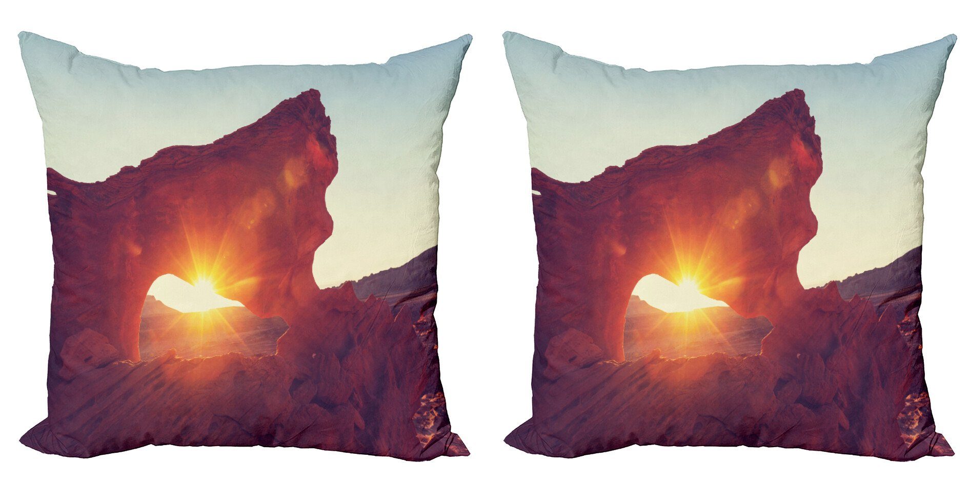 Kissenbezüge Modern Accent Doppelseitiger Digitaldruck, Abakuhaus (2 Stück), Natur Sonnenaufgang amerikanische Wüste
