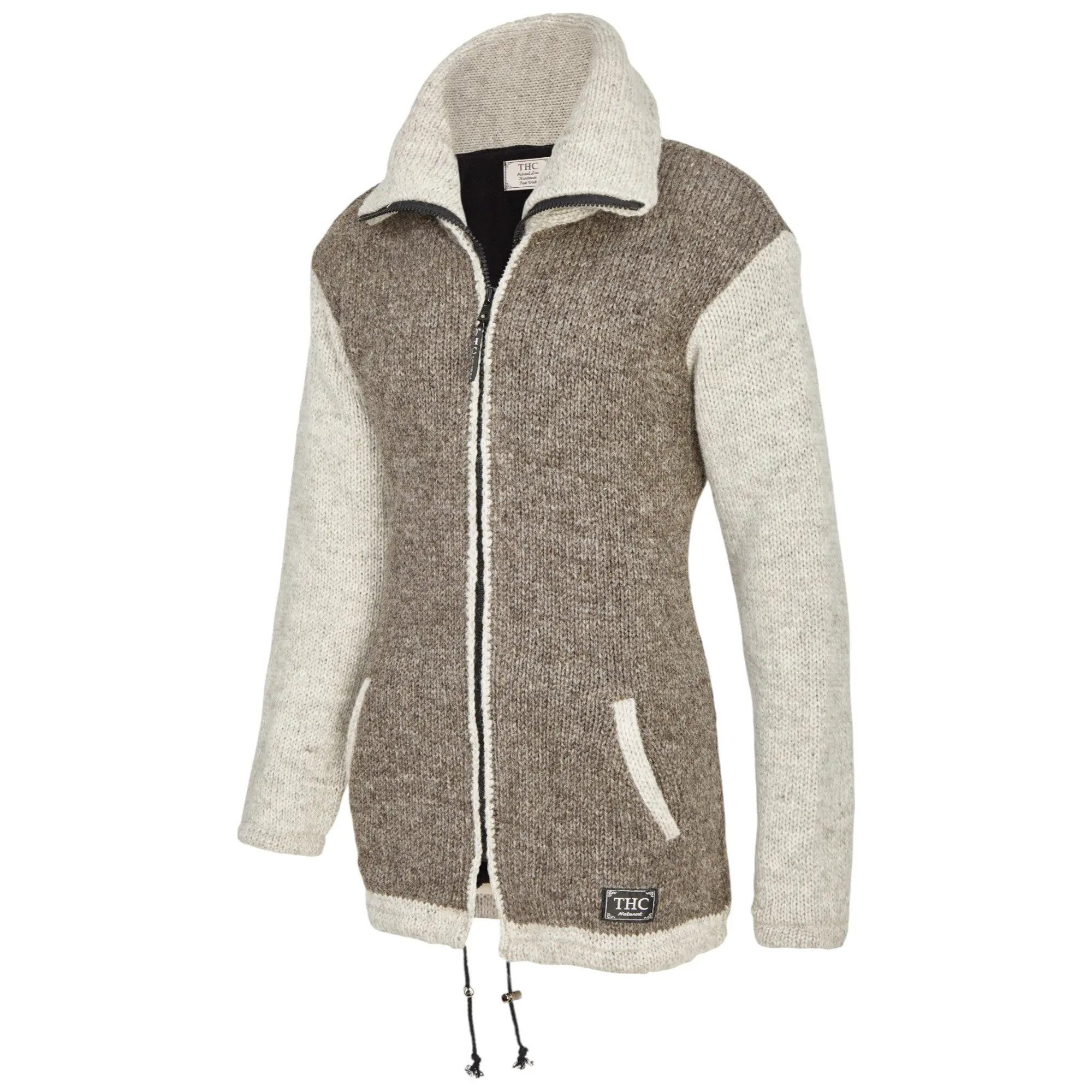 THC Natural Line Strickmantel THC Strickmantel 902 beige (1 Stück, 1-tlg., 1 Stück) Strickmantel mit zur Kapuze umwandelbaren Kragen