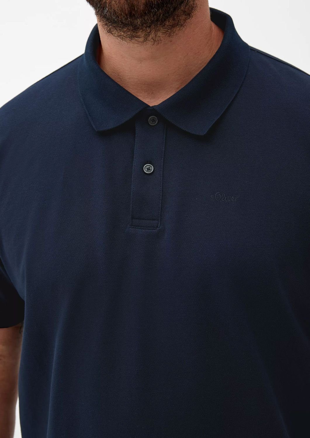 Size Big (1-tlg) Navy s.Oliver Kragen, Köpfe, Logostickerei Poloshirt