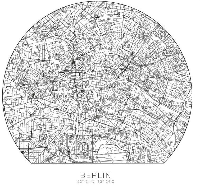 St) Wandtattoo Berlin Wall-Art (1 Stadtplan Wandaufkleber