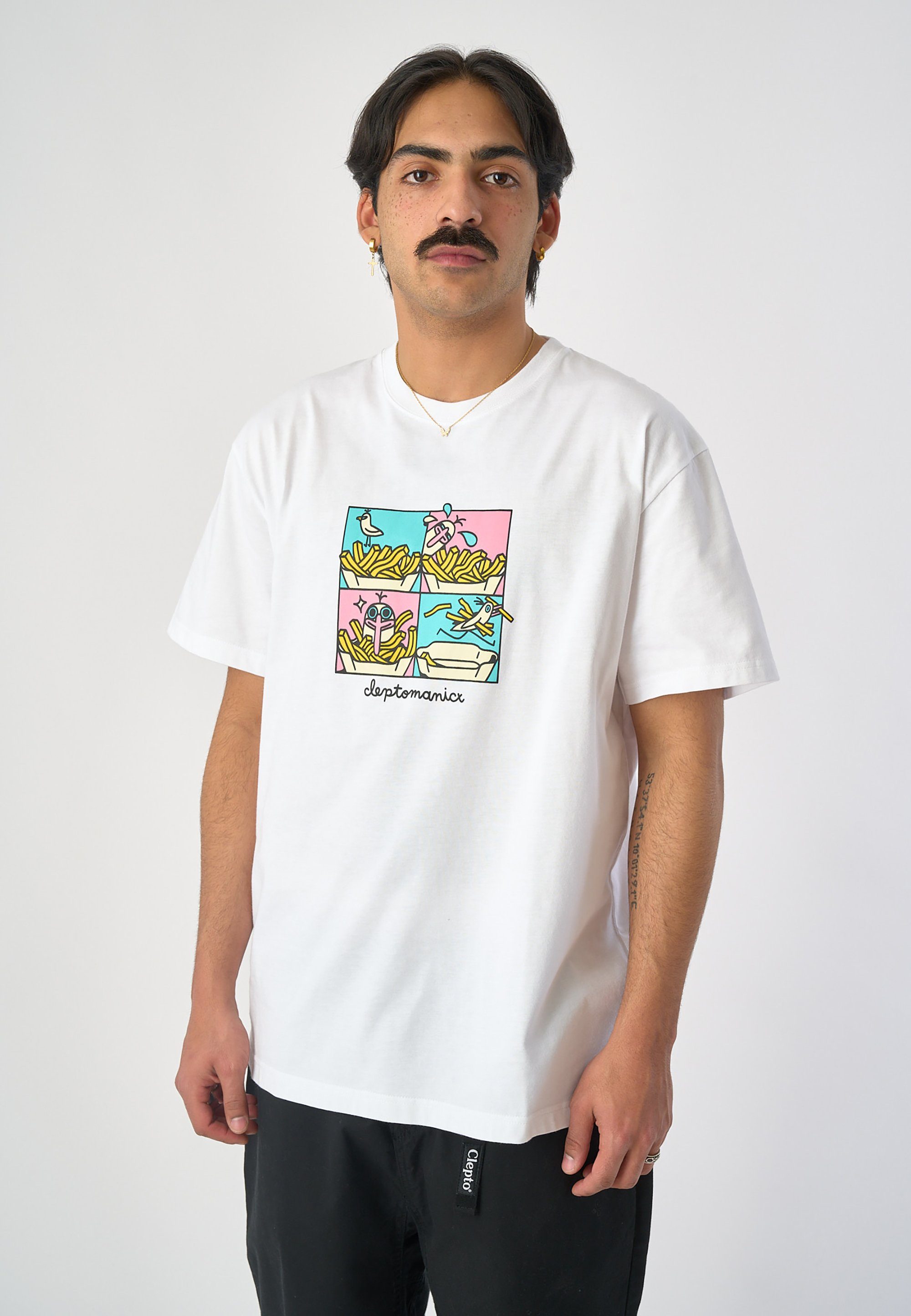 Cleptomanicx T-Shirt Stealy Gull weiß Frontprint mit coolem