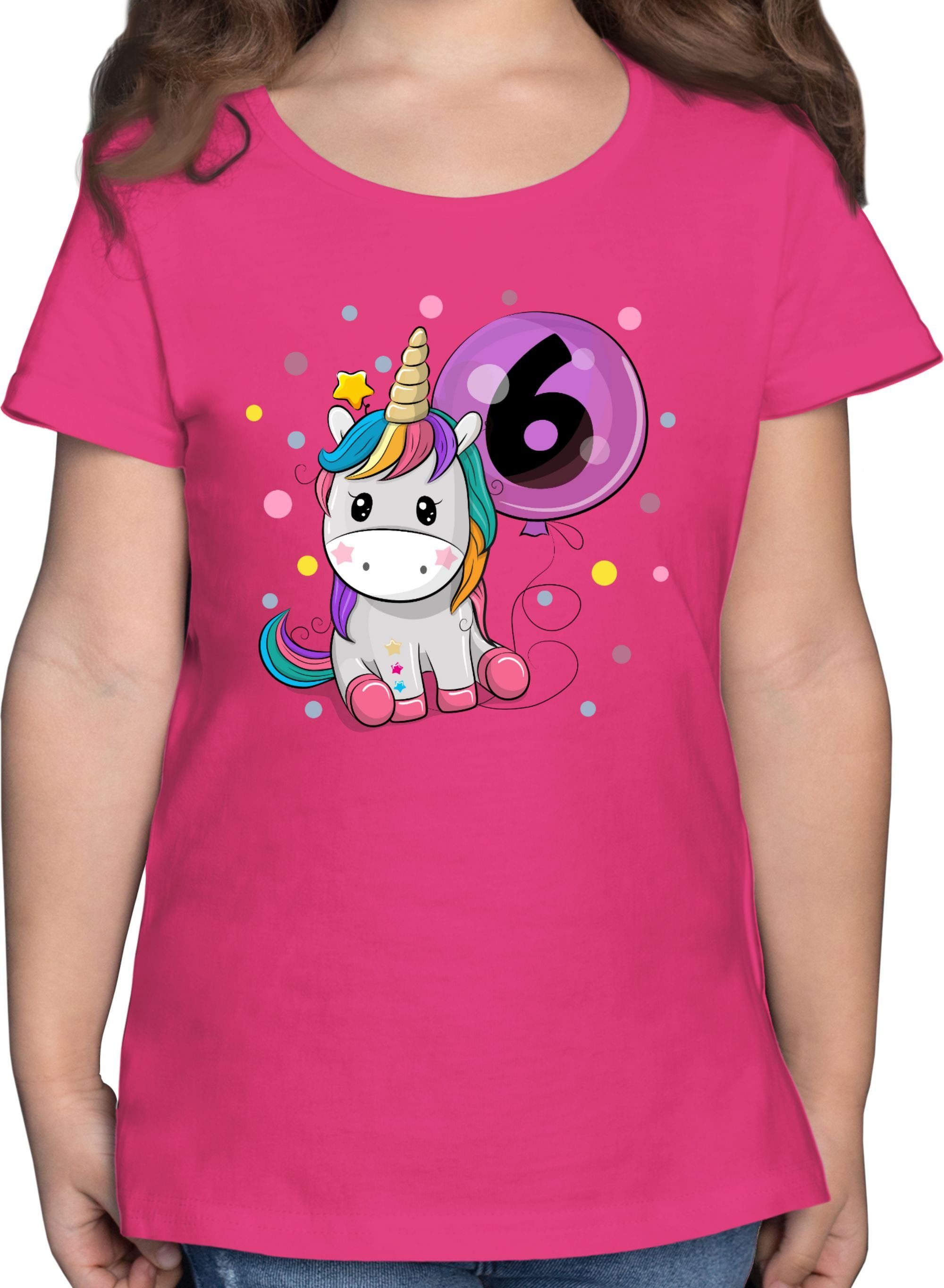 T-Shirt Einhorn 6 Geburtstag Mädchen Kindergeburtstag 6 Jahre