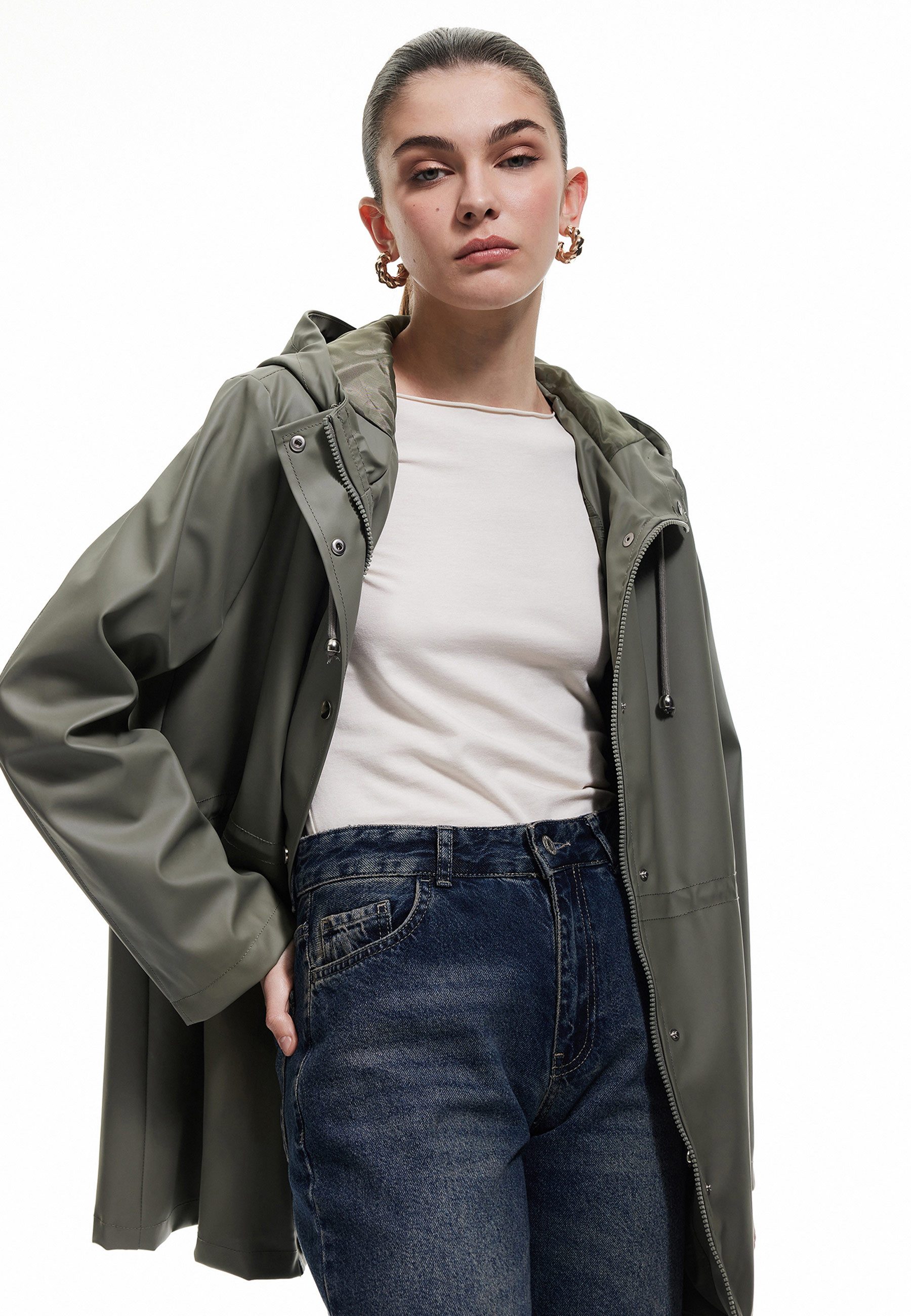 Koton Trenchcoat Regular Mit Druckknopfdetail Trenchcoat