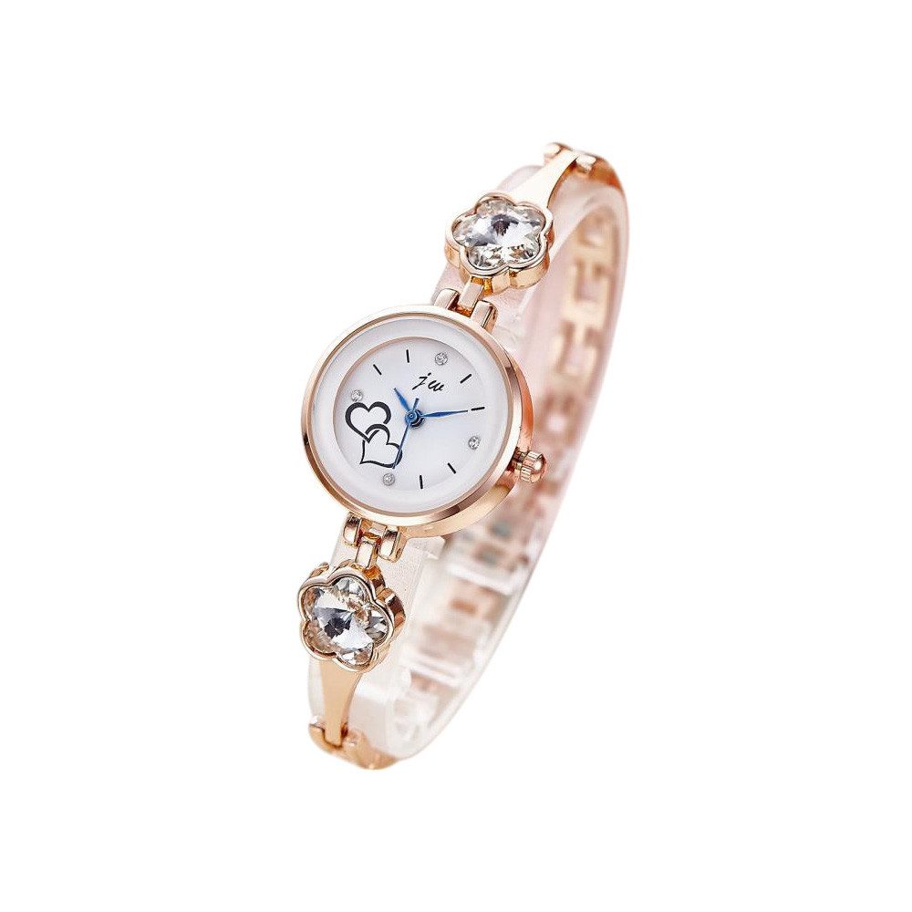 Quarzuhr Damen Armbanduhr Damen Mädchen Uhr Herzen und Kristall Kleeblatt