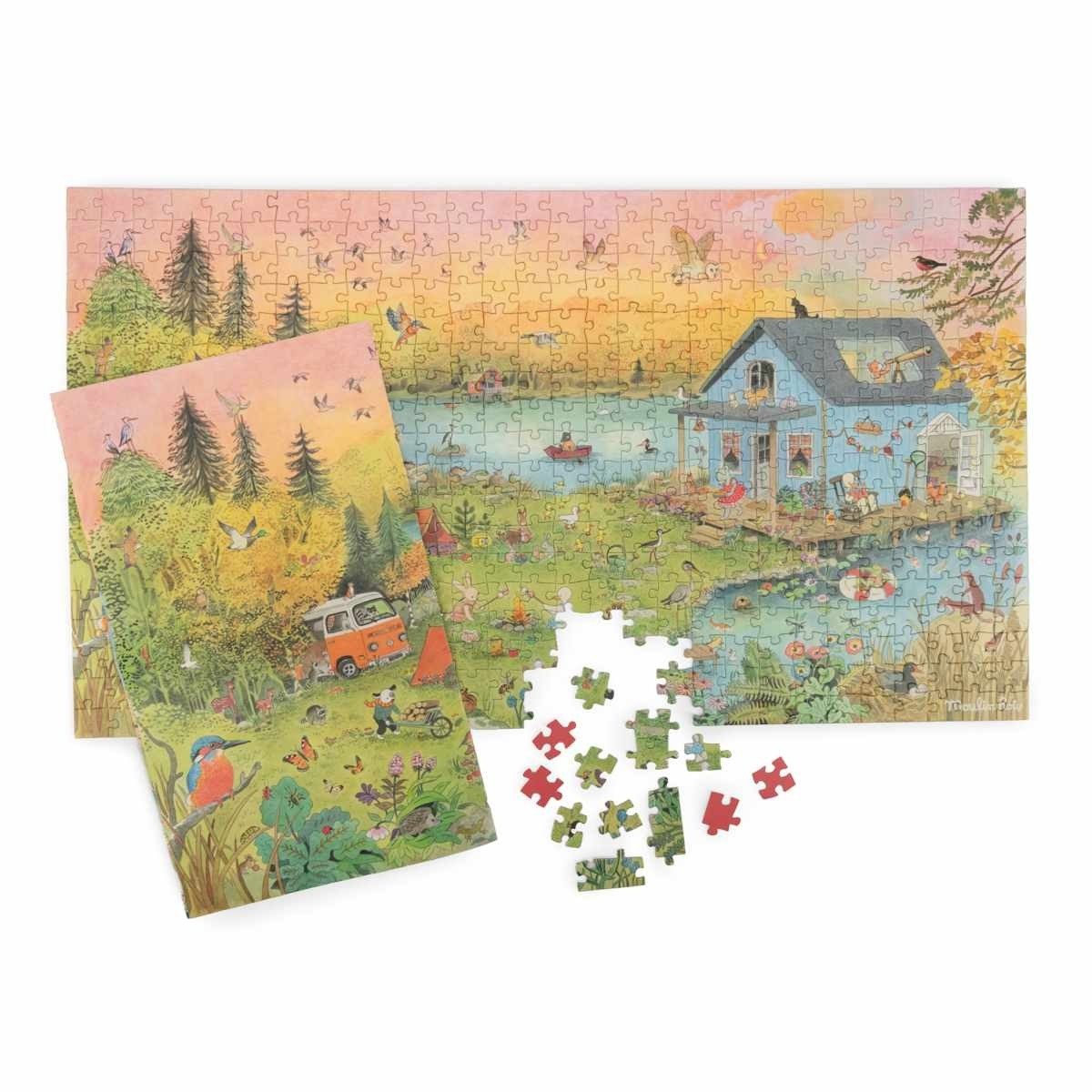 Moulin Roty Puzzle Puzzle Im Urlaub (500 Teile) Kinderpuzzle für Kinder mit Motiv Urlaub, 500 Puzzleteile, Kinderpuzzle