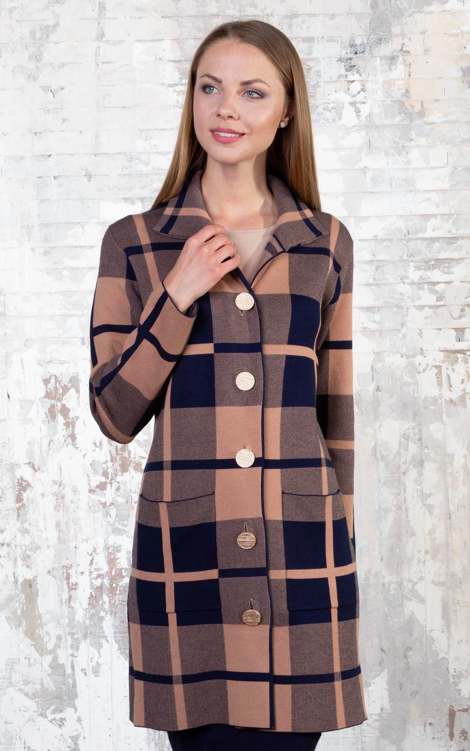 Passioni Cardigan Lang mit Karomuster günstig online kaufen