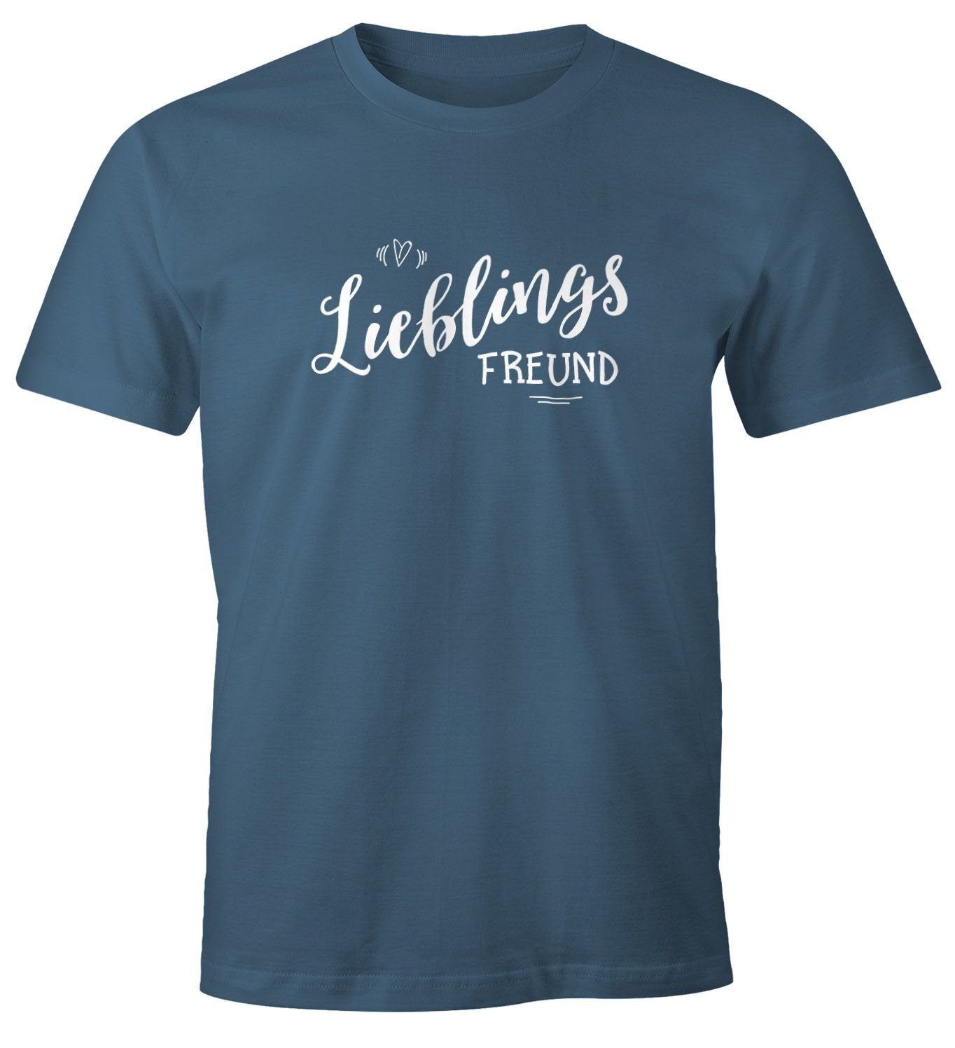 MoonWorks Print-Shirt Liebe Lieblingsfreund Partner Print T-Shirt Moonworks® Geschenk blau mit Freundschaft Freund Herren