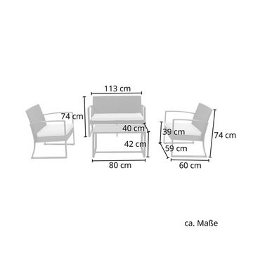 SVITA Sitzgruppe LOIS, (Set, 3-tlg), Mit bequemer Polsterung und hochwertiger Tischplatte