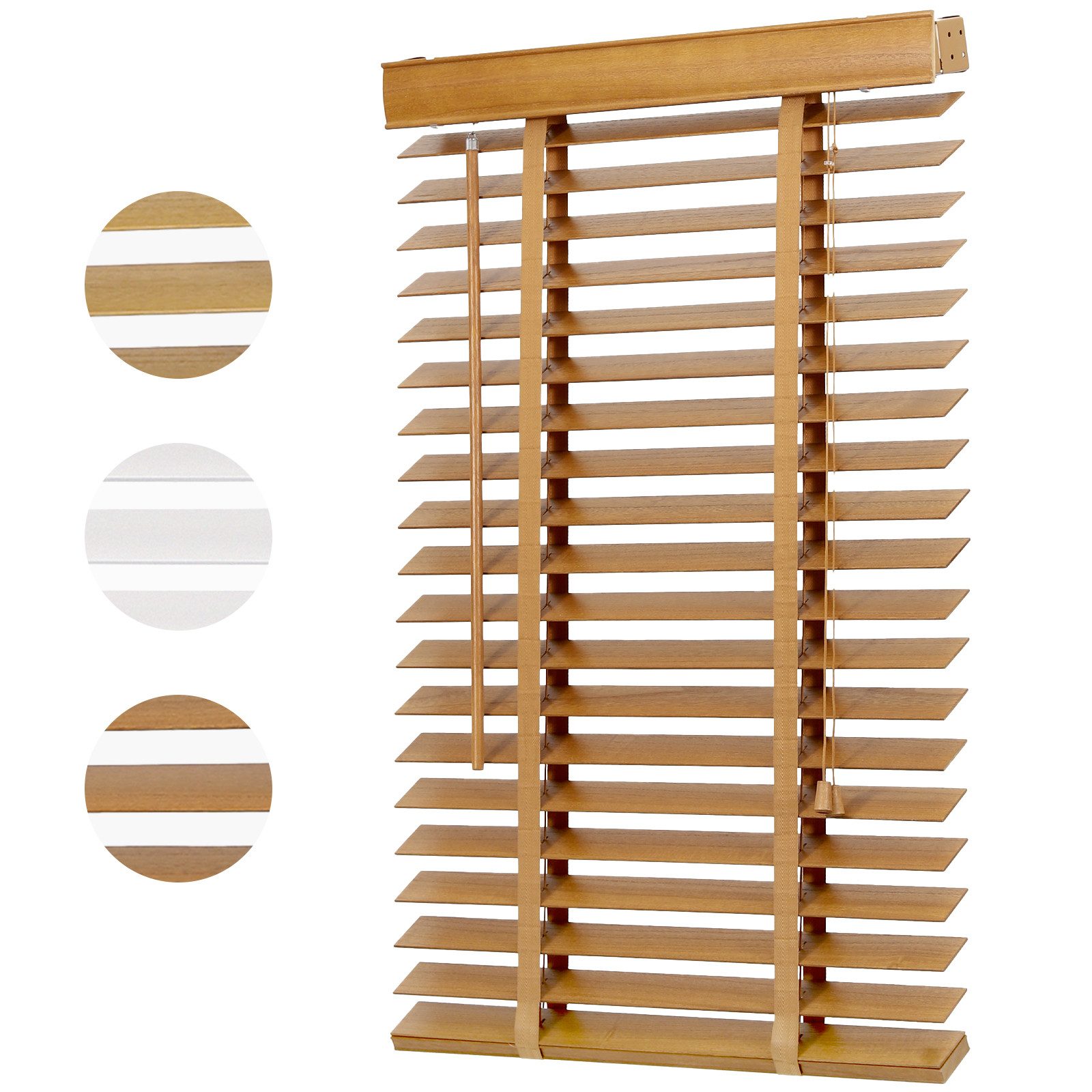 Jalousie Holzjalousie 50 mm Lamellen Fensterjalousie Blickschutz Jalousie