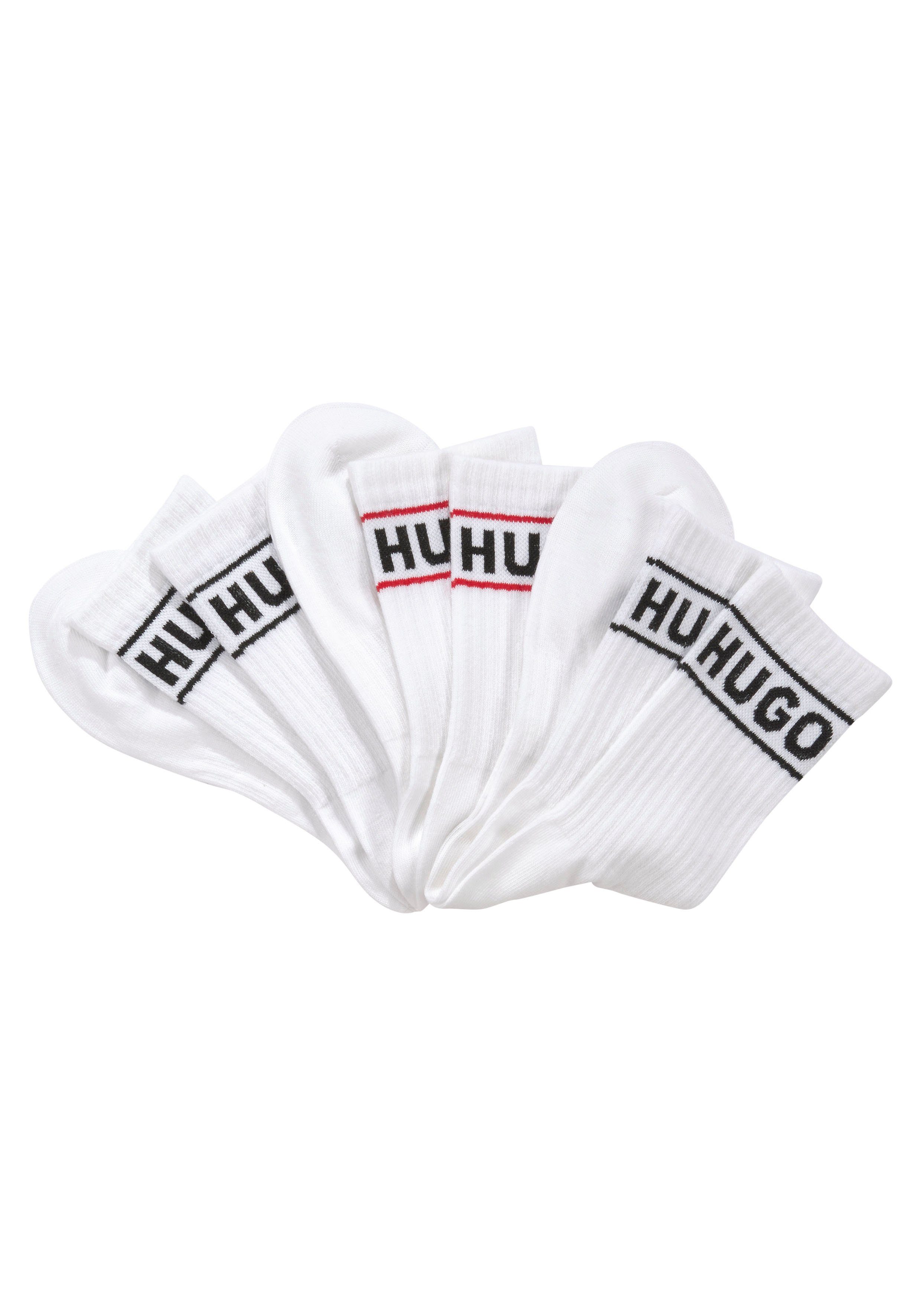 HUGO Freizeitsocken 3P QSRIB SPORTY CC W (Packung, 3-Paar, 3er) mit kontrastfarbenem Logodetail White 100 | Socken