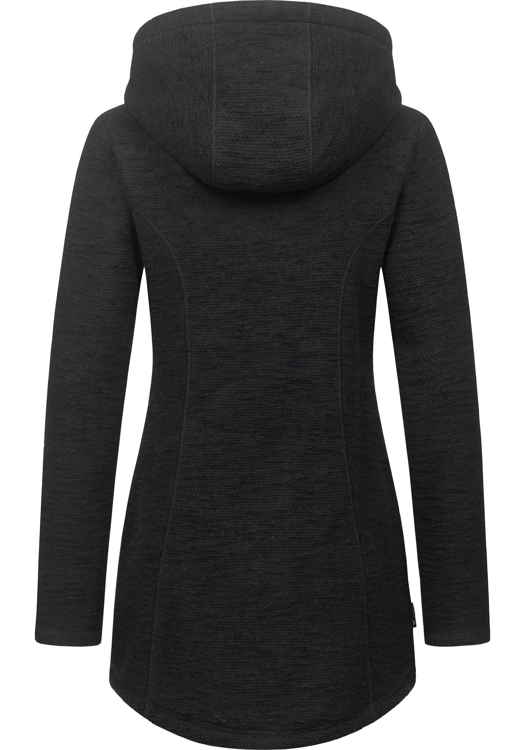 Ragwear Longstrickjacke Leysha Melange Sportliche Kapuzenjacke in melierter Strick-Optik