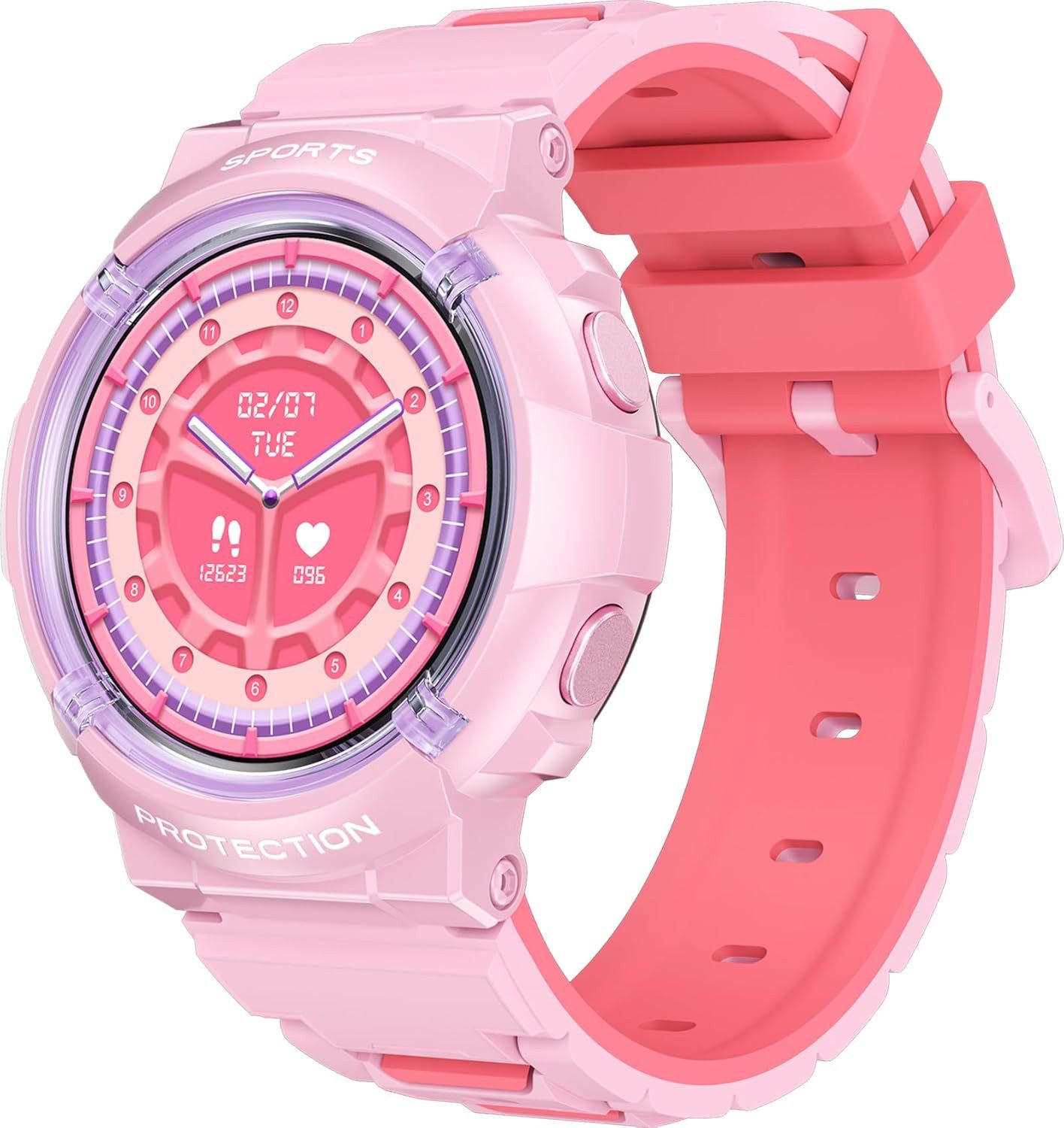 findtime FSHTWY19Pink Smartwatch (2,5 cm, sim-karte), Kinder Smartwatch mit Runddisplay für Gesundheit Bewegung
