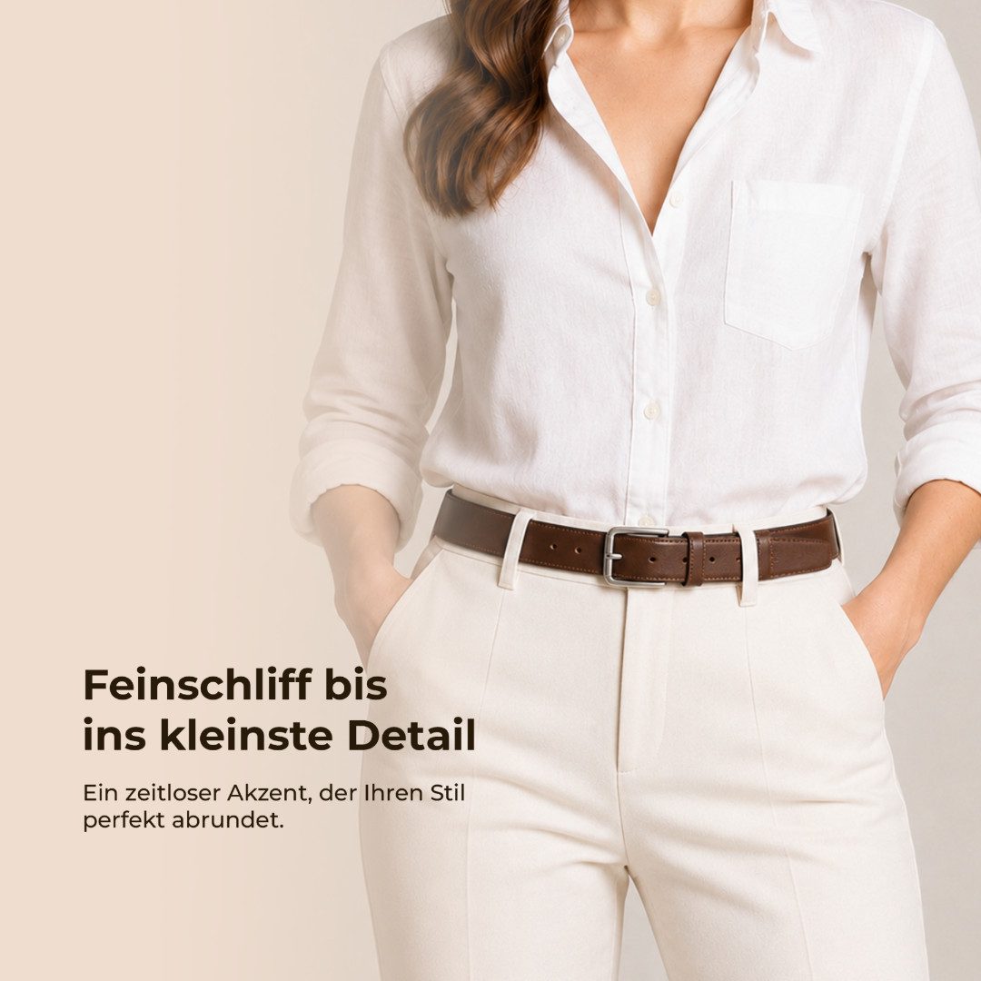 herémood Ledergürtel Gürtel Damen Ledergürtel Jeans & Kleid Geschenke Frauen Accessoires (Gürtel Damen Braun 125 cm - Premium Ledergürtel - handgefertigt - hoch – Bild 5 von 5