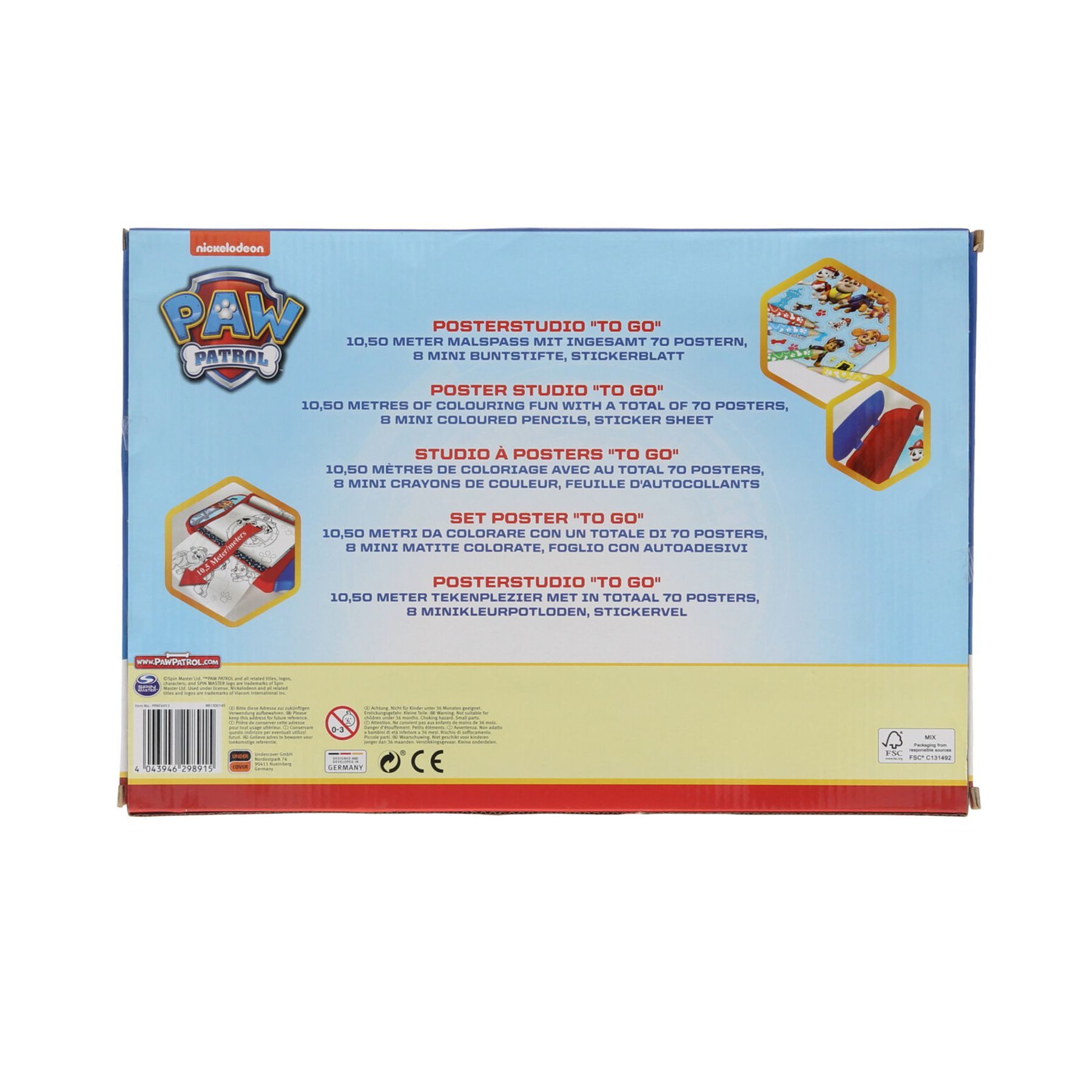 PAW PATROL Malvorlage Ausmalposter-Set – 70 Poster mit Buntstiften und Stickern für Kinder