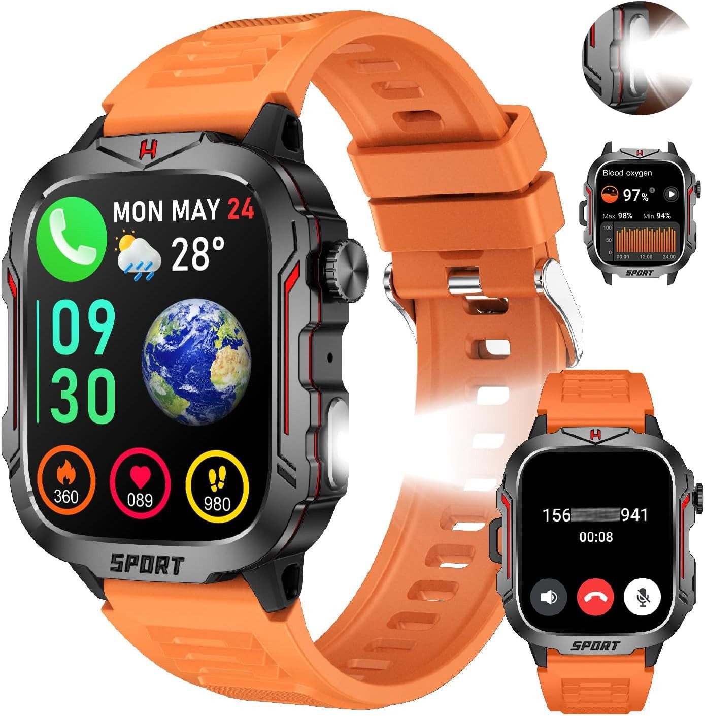 120 Sportmodi mit LED Herzfrequenz Blutdruck Schlafüberwachung 240*282 Smartwatch
