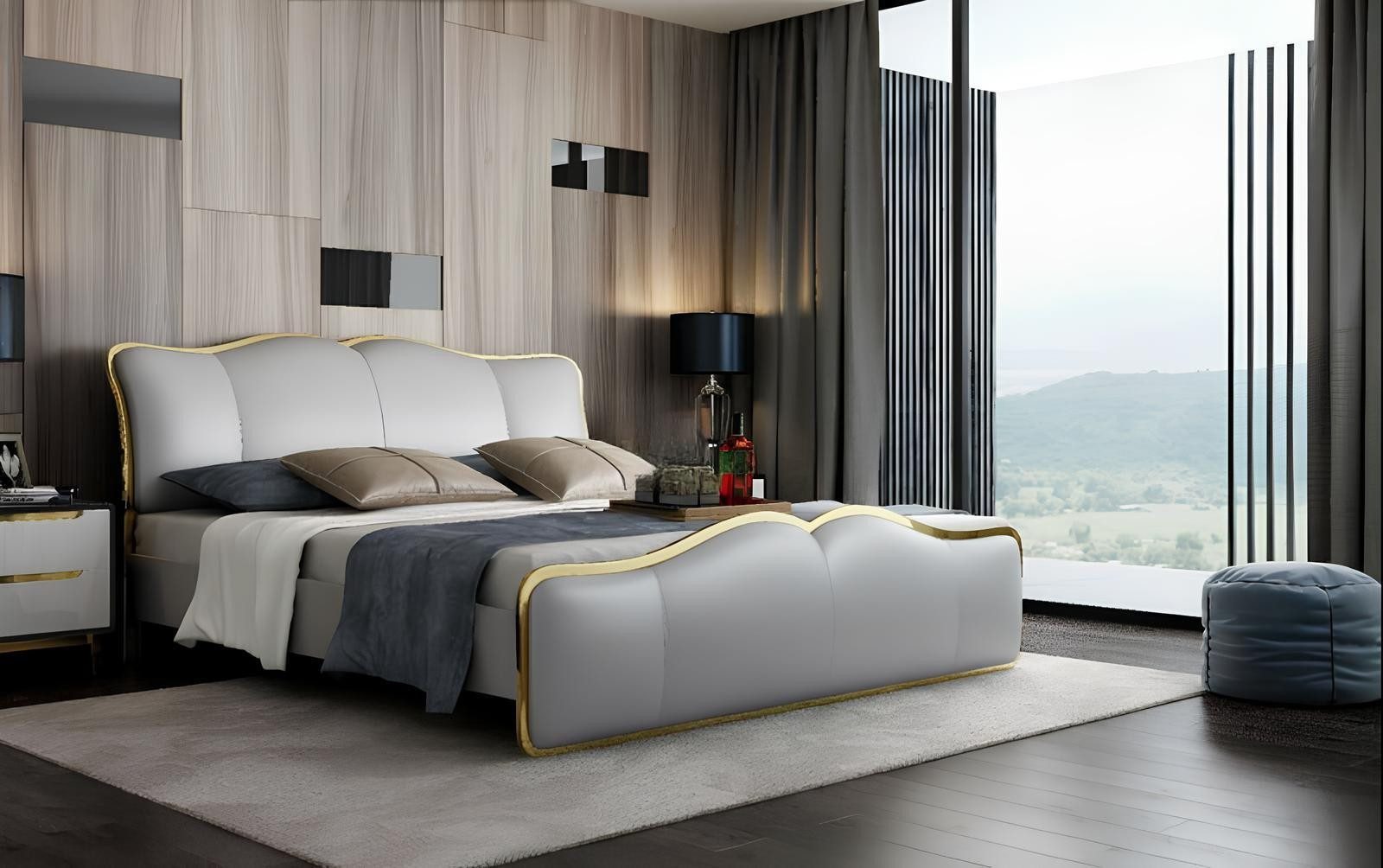 Xlmoebel Polsterbett Metall-Doppelbett mit elegantem Polsterdesign in Luxusausführung (Polsterbett, 1-tlg., Bett), Hergestellt in Europa