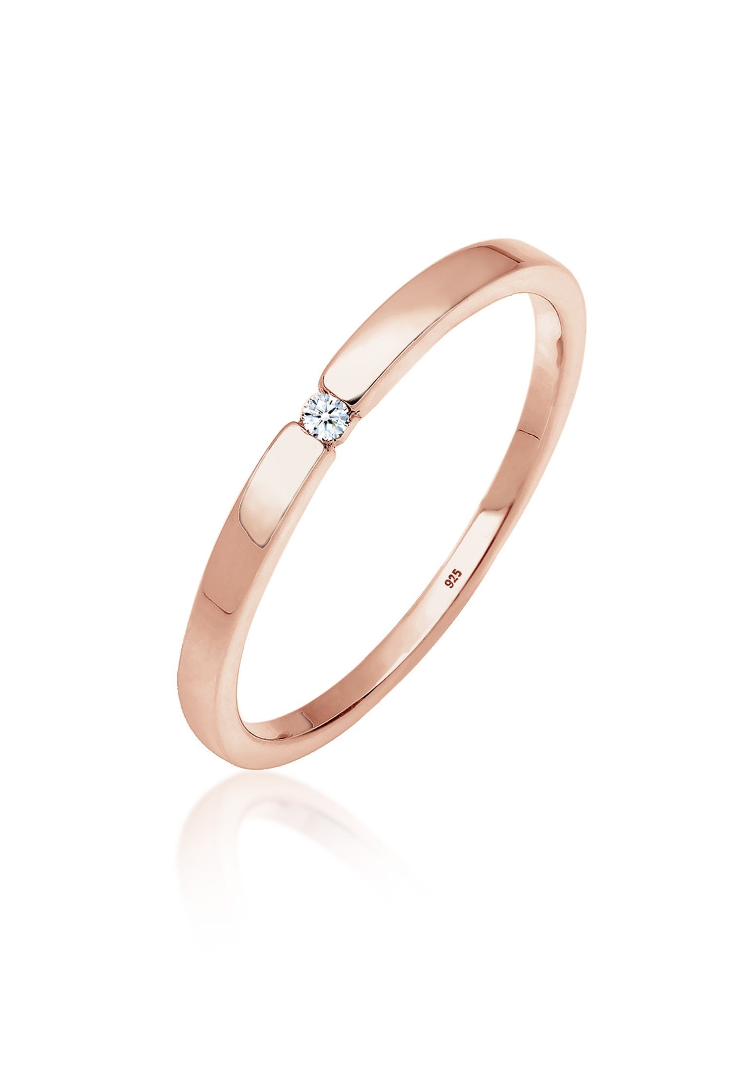 Verlobungsring Diamant Weiß Brillantschliff (0.015 ct) 925 Sterling Silber
