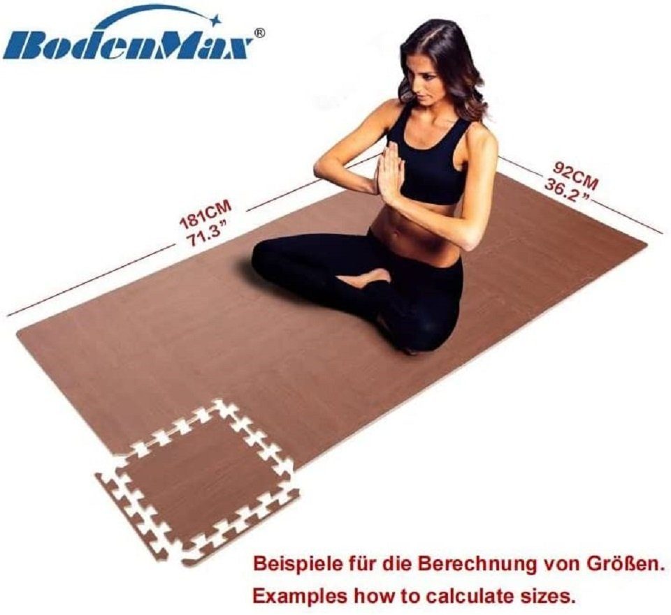 Gymnastikmatte Bodenturnmatte Dunkle BodenMax EVA BodenMax 36stück=3.32m² Holzoptik 18,36,54,108 Stücke rutschfest, Holzoptik