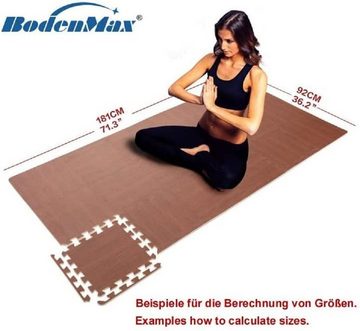 BodenMax Bodenturnmatte BodenMax Holzoptik EVA Gymnastikmatte rutschfest, 18,36,54,108 Stücke