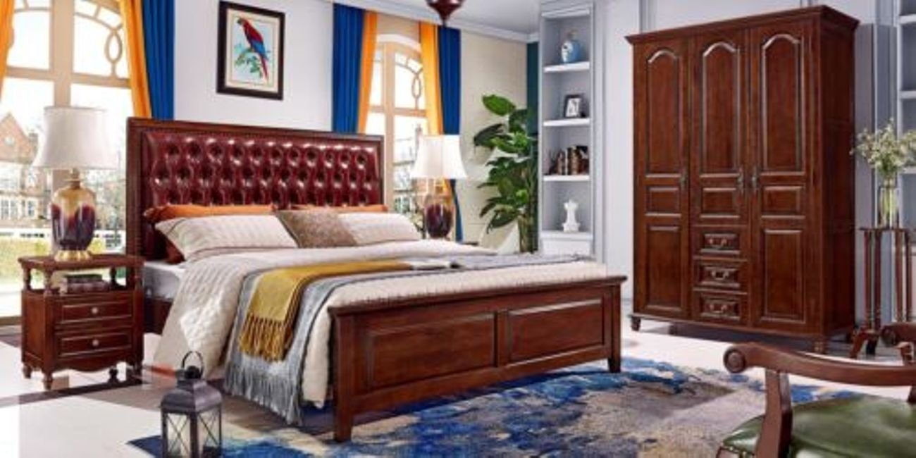 JVmoebel Schlafzimmer-Set, Design klassisch Luxus 3tlg. 2x Möbel Bett Betten Nachttische